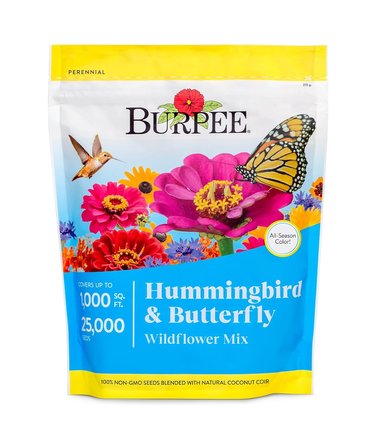 Burpee Hummingbird & Butterfly Mix Wildflower Seeds – Non-GMO, Attracts Pollinators, Annual & Perennial Flowers