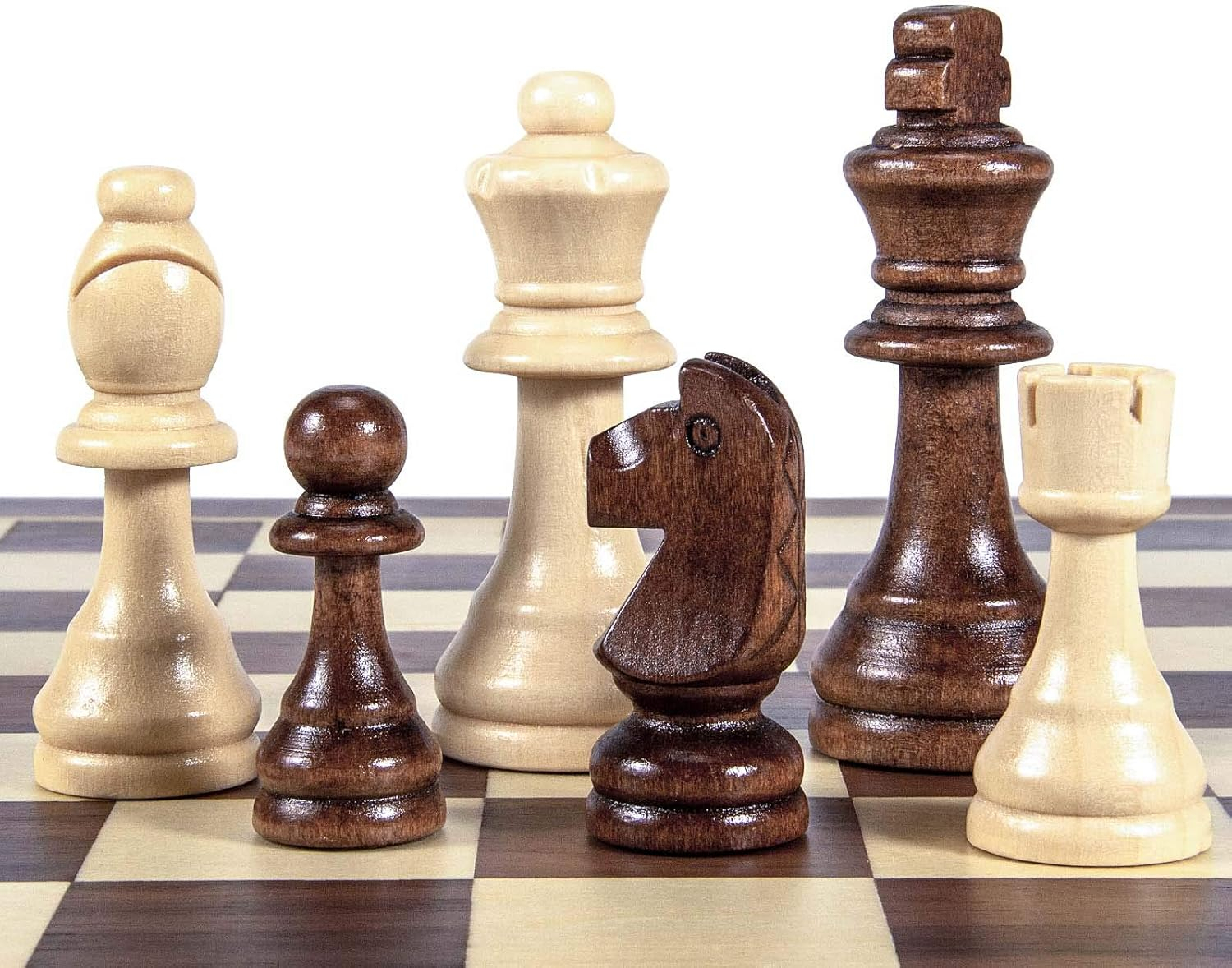 AMEROUS Wooden Chess Pieces Only, Tournament Staunton Wood Chessmen with 3.5 inches King, Chess Game Pawns for Chess Board Game, Replacement of Missing Pieces (2 Storage Bag Included)