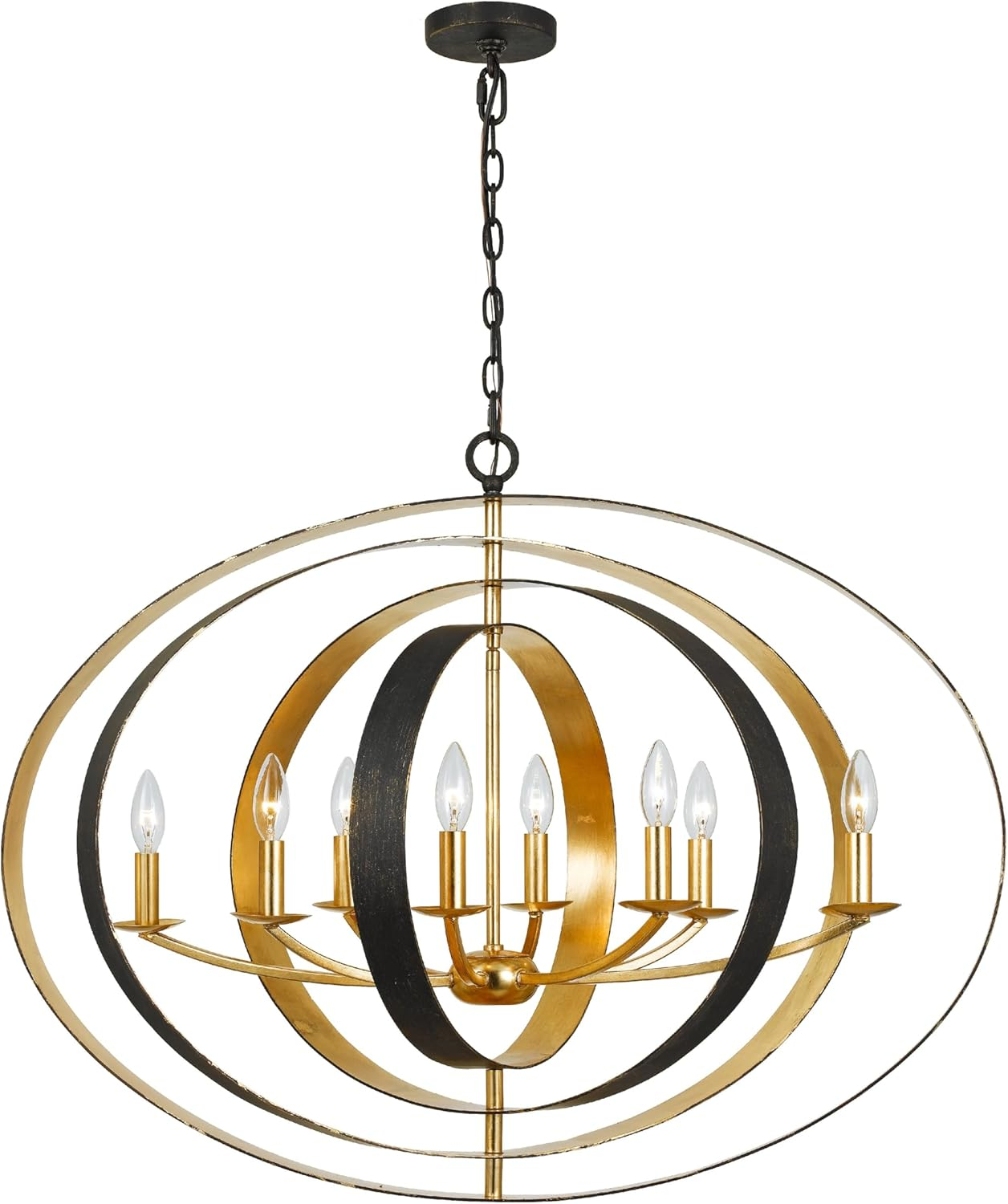 588-EB-GA-Crystorama Lighting-Luna - Eight Light Oval Chandelier-English Bronze/Antique Gold Finish    -Traditional Installation