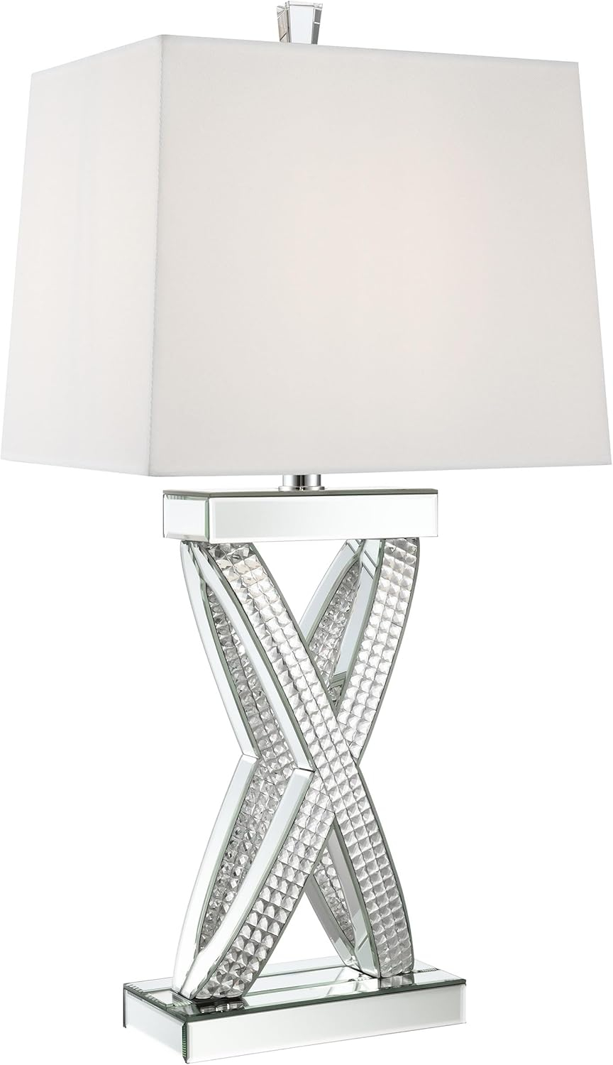 Coaster Contemporary Wood Table Lamp with Rectangle Shade in Mirrored