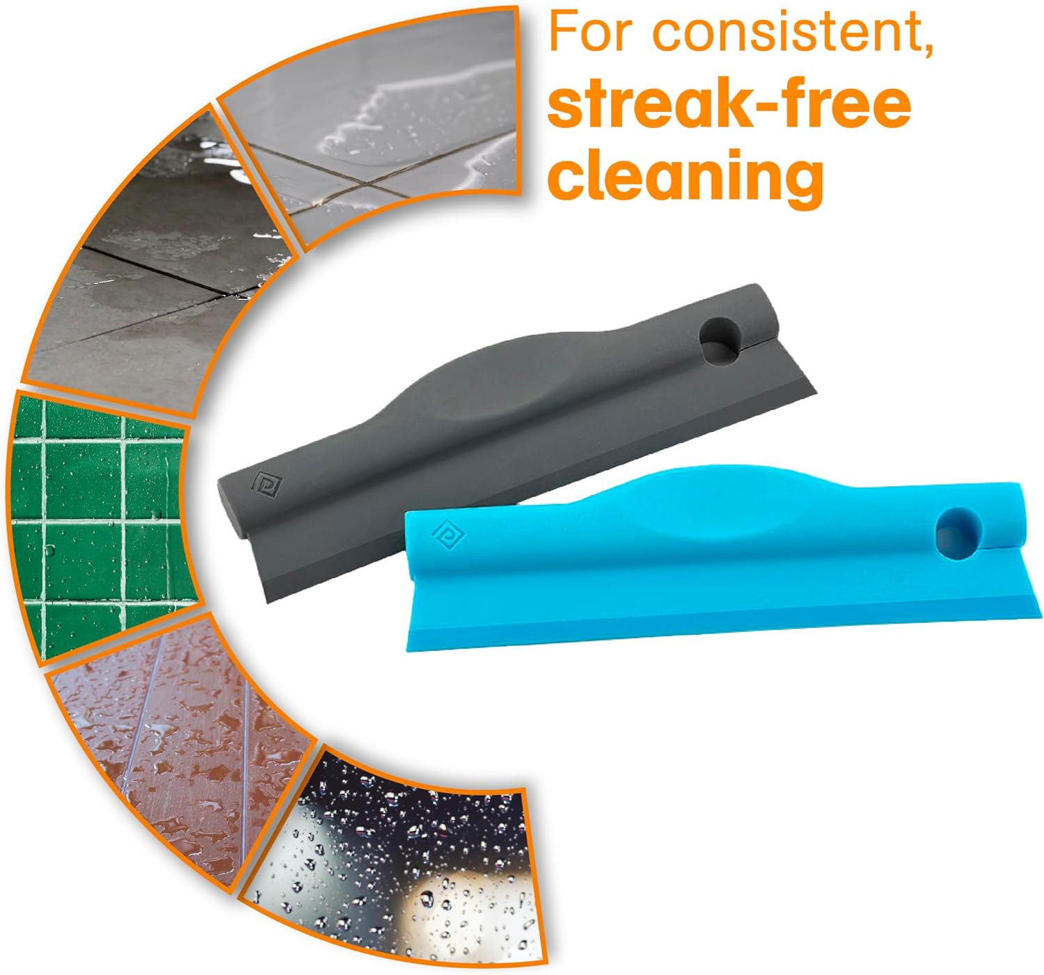 Polder Swipe Squeegee, Window Cleaner with Silicone Blade, Shower Squeegee with Flexible Handle, Ideal for Car, Kitchen, Bathroom, Shower Mirror, and More, Cleaning Supplies, Turquoise