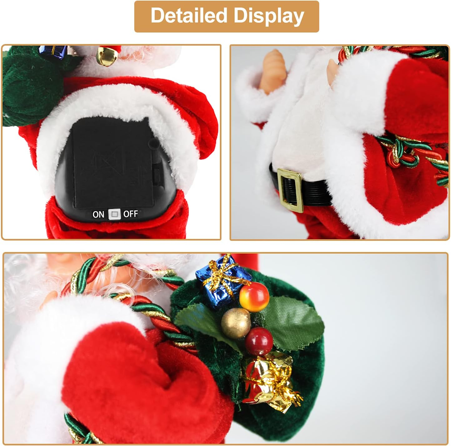 SdeNow Animated Santa Claus Musical Singing Dancing Stuffed Christmas Santa Toys Plush Electric Dolls for Kids