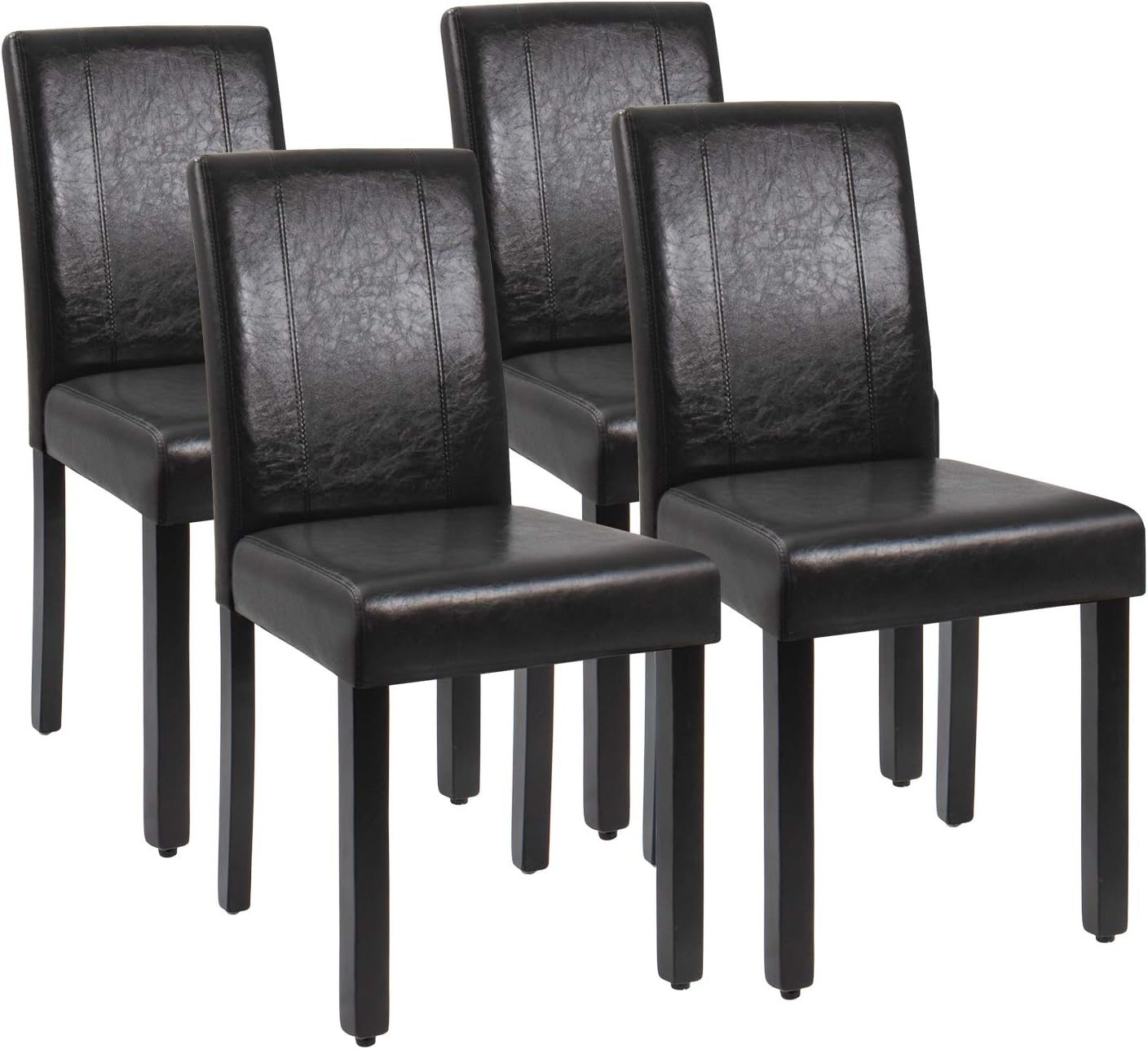JUMMICO Dining Chair PU Leather Living Room Chairs Modern Kitchen Armless Side Chair with Solid Wood Legs Set of 4(Grey)