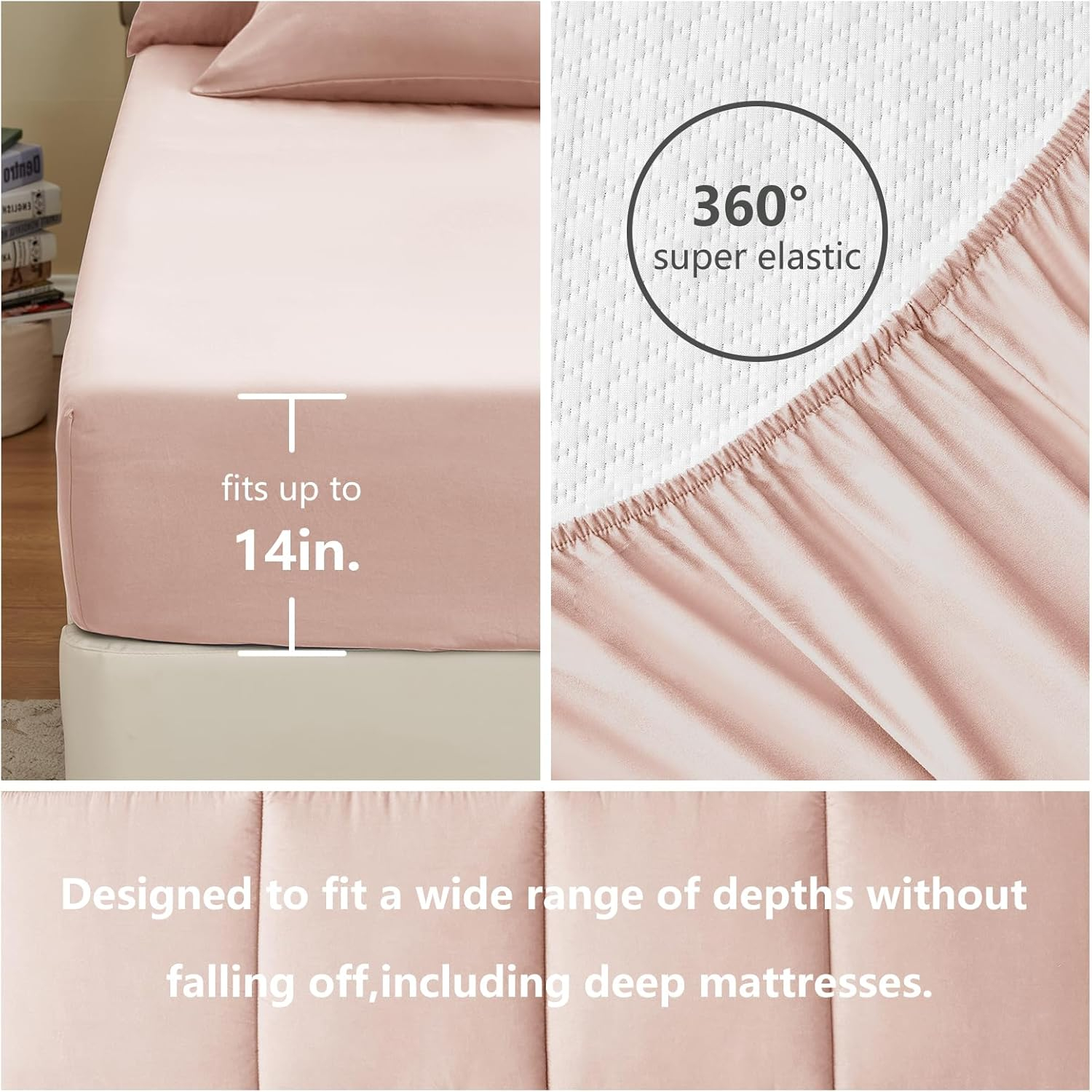 CozyLux Pink Comforter Set Queen - 7 Pieces Bed in a Bag Toddler Girls Comforter Set Teen Girl Bedding Sets with All Season Quilted Comforter, Flat Sheet, Fitted Sheet, Pillowcases, Blush Pink