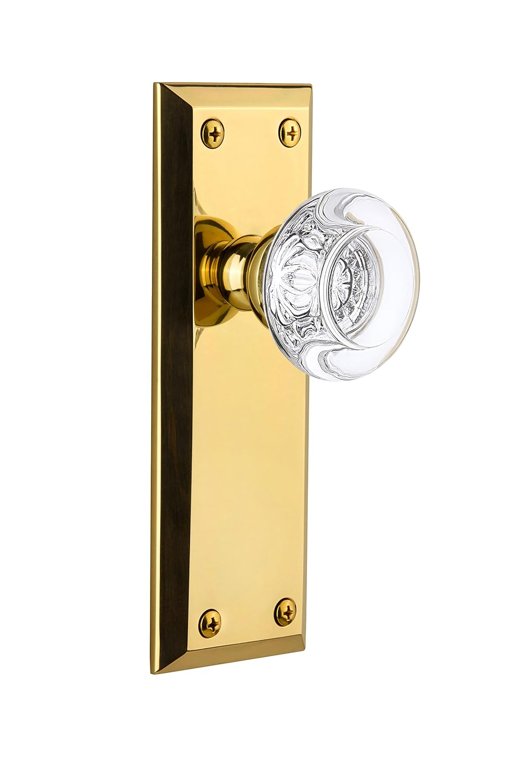 Lifetime Brass Fifth Avenue Plate with Crystal Knob