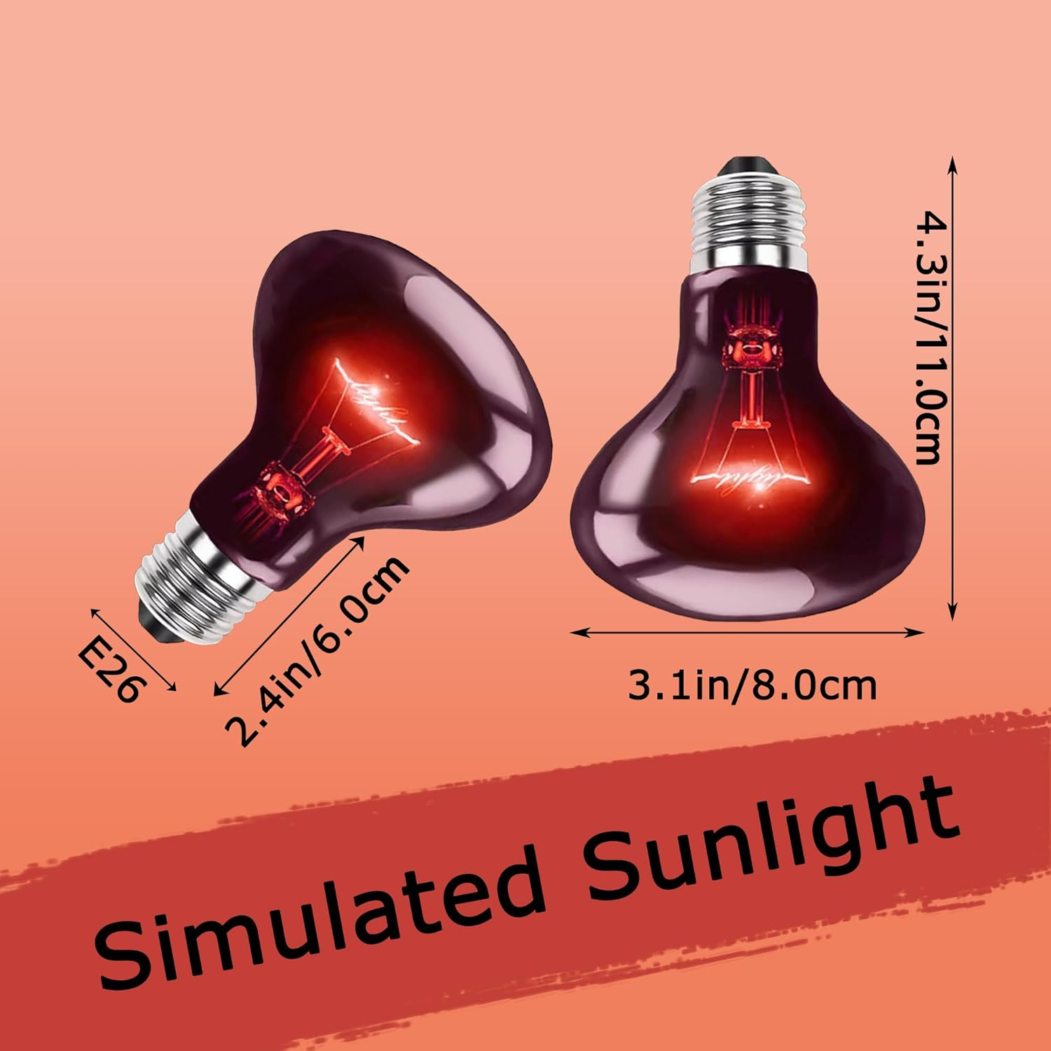 HARTOMPET 75W Infrared Basking Spot Light – Ideal for Reptiles & Amphibians, Red Heat Lamp - 2PCS