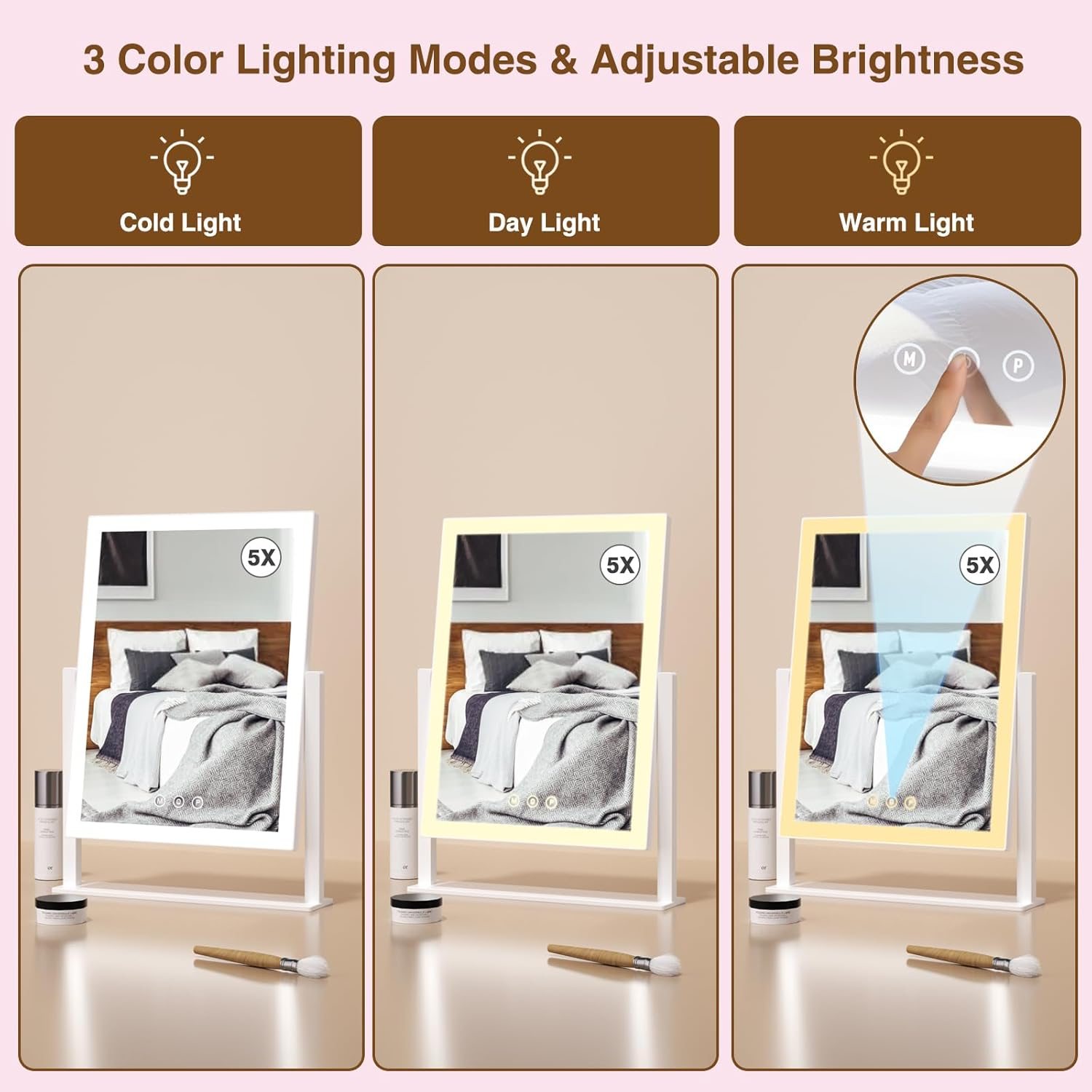 Hollywood Vanity Mirror with 5X Magnification and LED Lighting