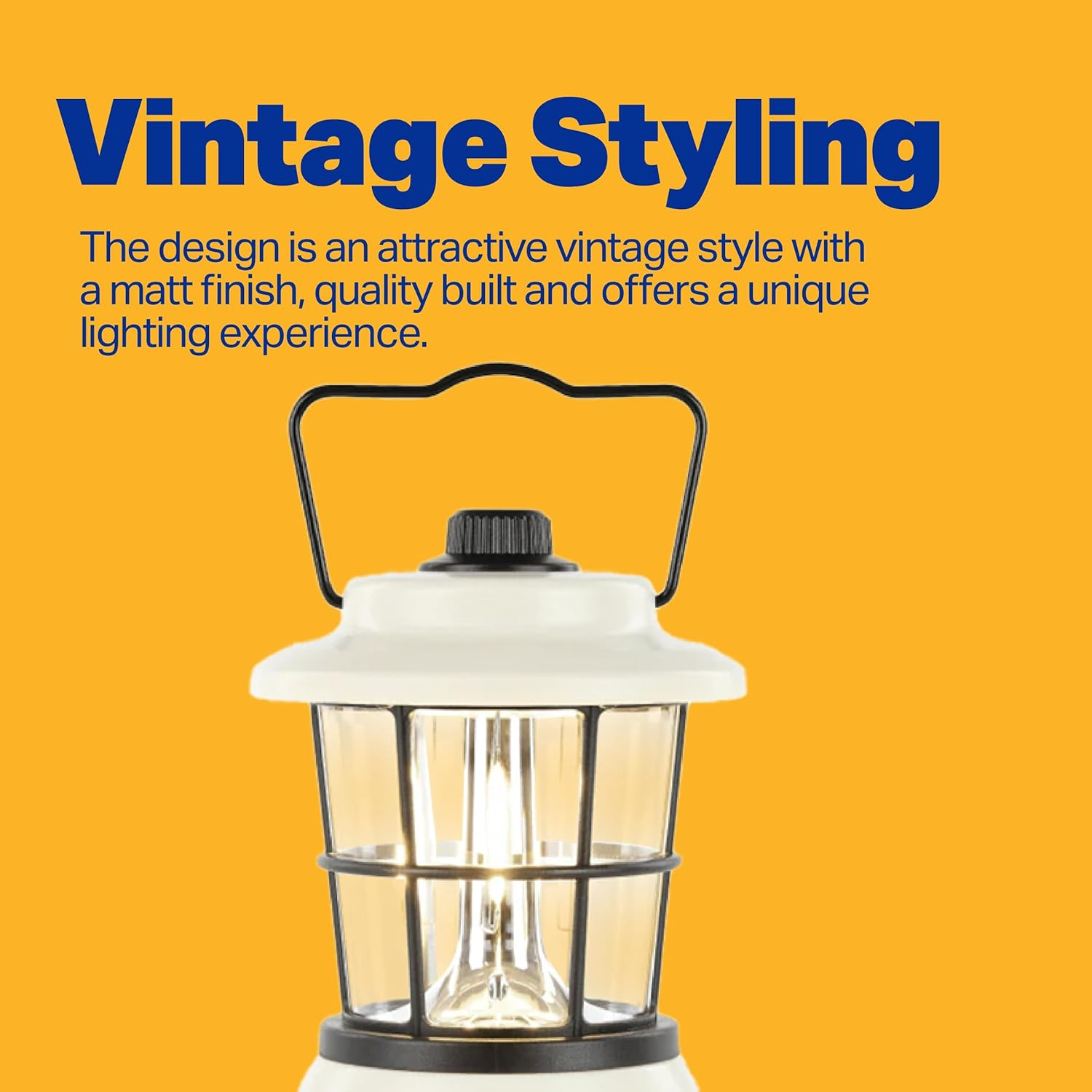 LUXPRO LP1535 265 Lumen Retro LED Lantern - Battery-Powered Emergency Lantern - LED Lamp for Power Outages, Emergency Kit, or Survival Pack - Beige