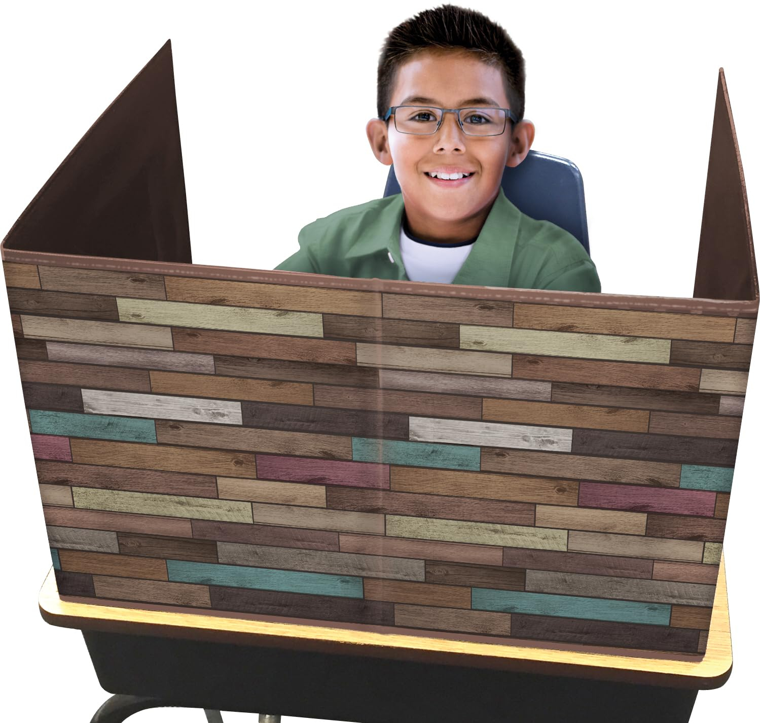 Teacher Created Resources Reclaimed Wood Foldable Plastic Freestanding Privacy Shield 16"H x 22"W