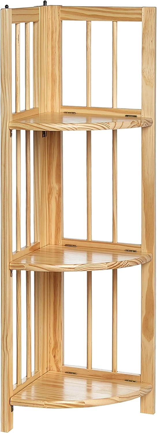 Casual Home 4-Shelf Corner Folding Bookcase-Color:Natural