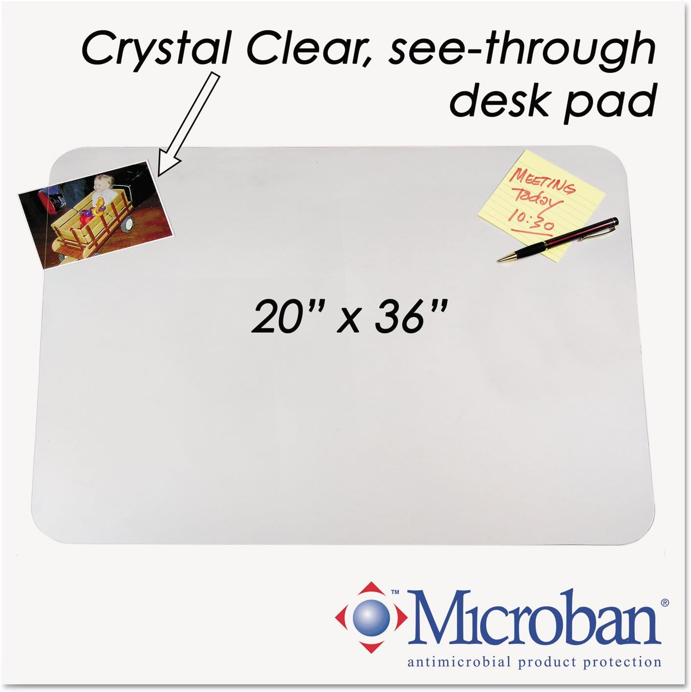 Artistic KrystalView Desk Pad with Microban, 36 x 20, Clear