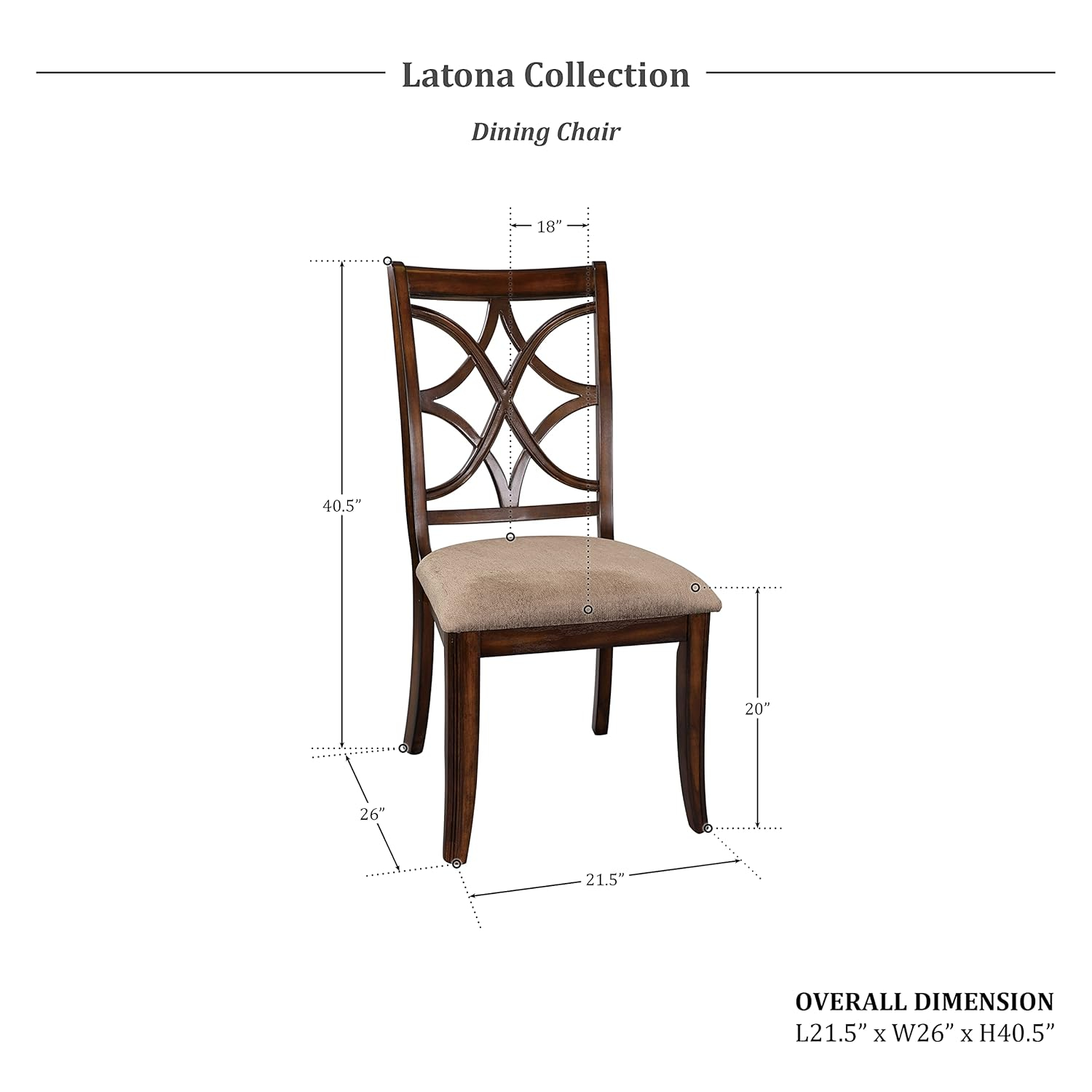Solid Wooden Side Chair With Beige Fabric Seat, Cherry Brown and Beige (Set Of 2)- Saltoro Sherpi