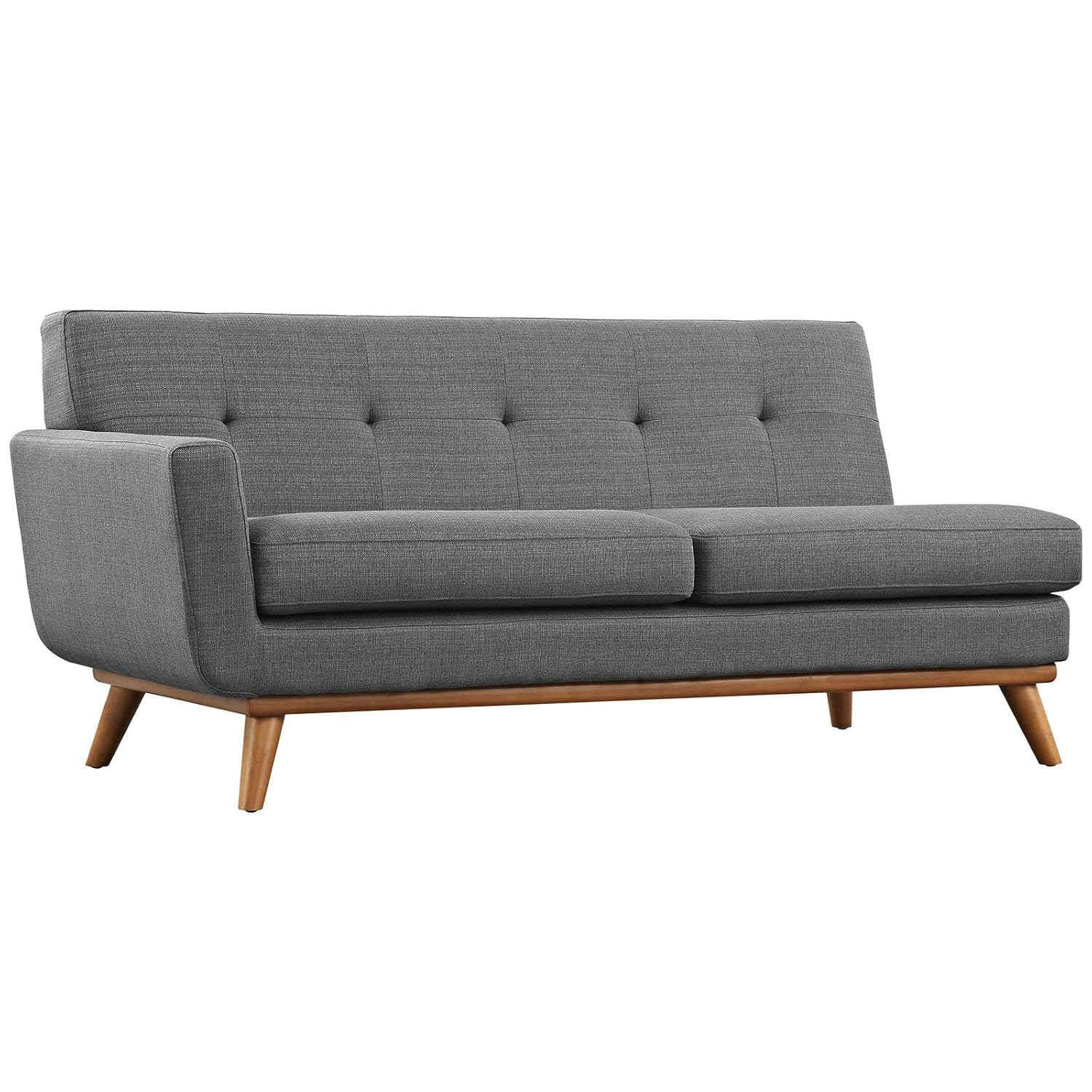 Modway Engage Left Arm Loveseat in Mid-Century Modern Upholstered Fabric Gray