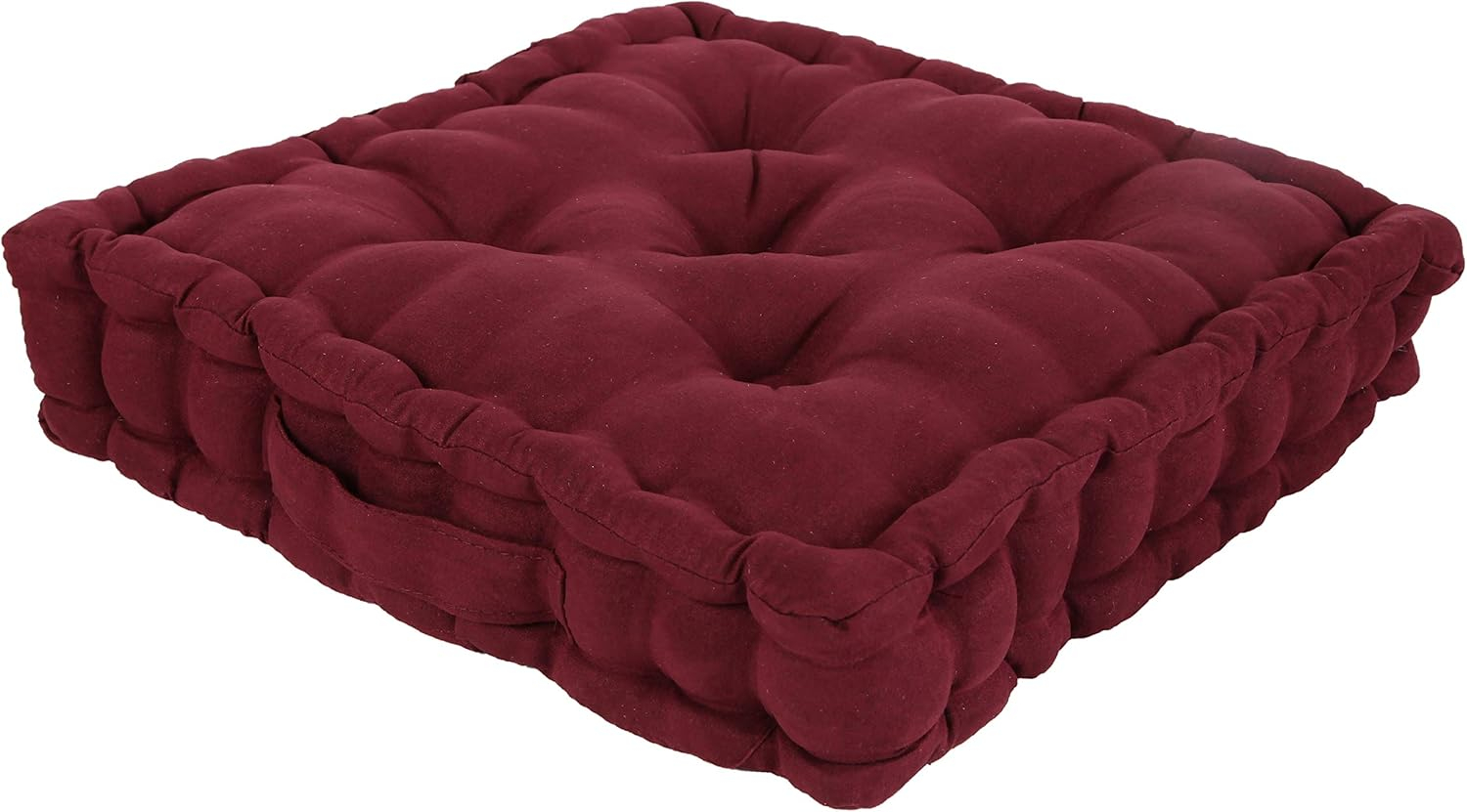 Collections Etc Tufted Padded Boosted Cushion and Support - Plush Seating for Chair with Carrying Handle, Burgundy