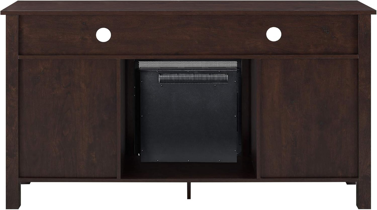Walker Edison Glenwood Rustic Farmhouse Glass Door Highboy Fireplace TV Stand for TVs up to 65 Inches, 58 Inch, Brown