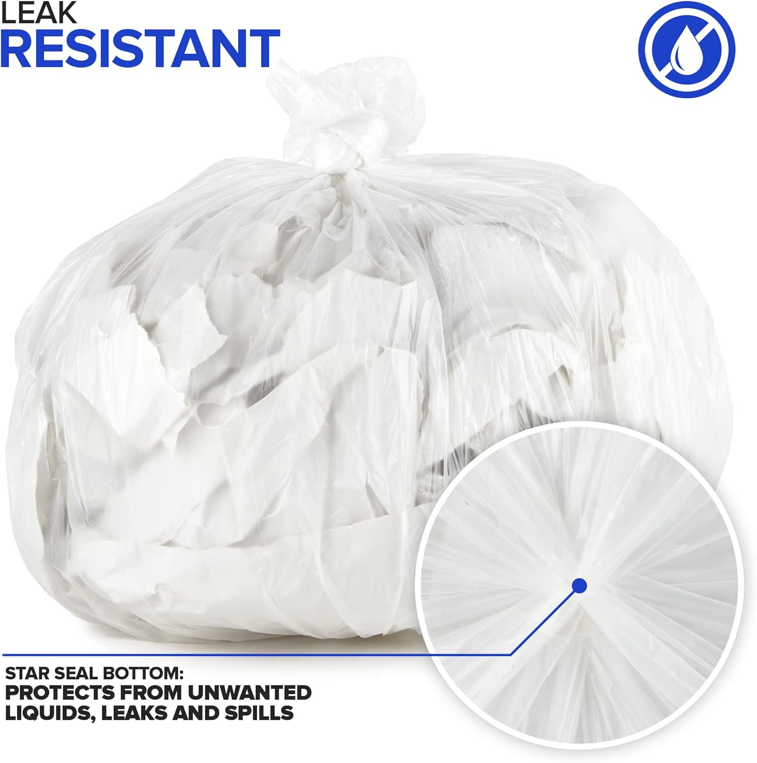 Stock Your Home Clear 2 Gallon Trash Bag (100 Pack) Un-Scented Small Garbage Bags for Bathroom Can, Mini Waste Basket Liner, Plastic Liners for Office Trashcan and Dog Poop, Bulk Household Supplies