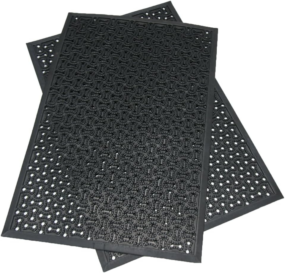 Black Rubber 36" x 60" Non-Slip Drainage Door Mat