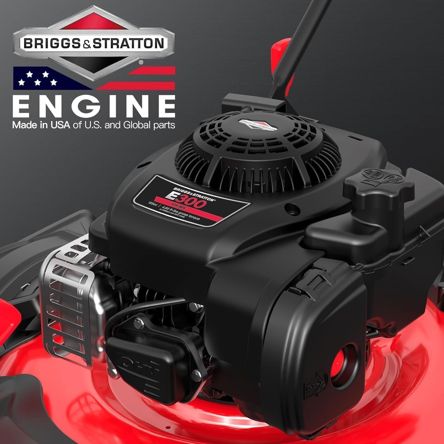 Red 21-Inch Gas Powered Rotary Lawn Mower with 125CC Engine
