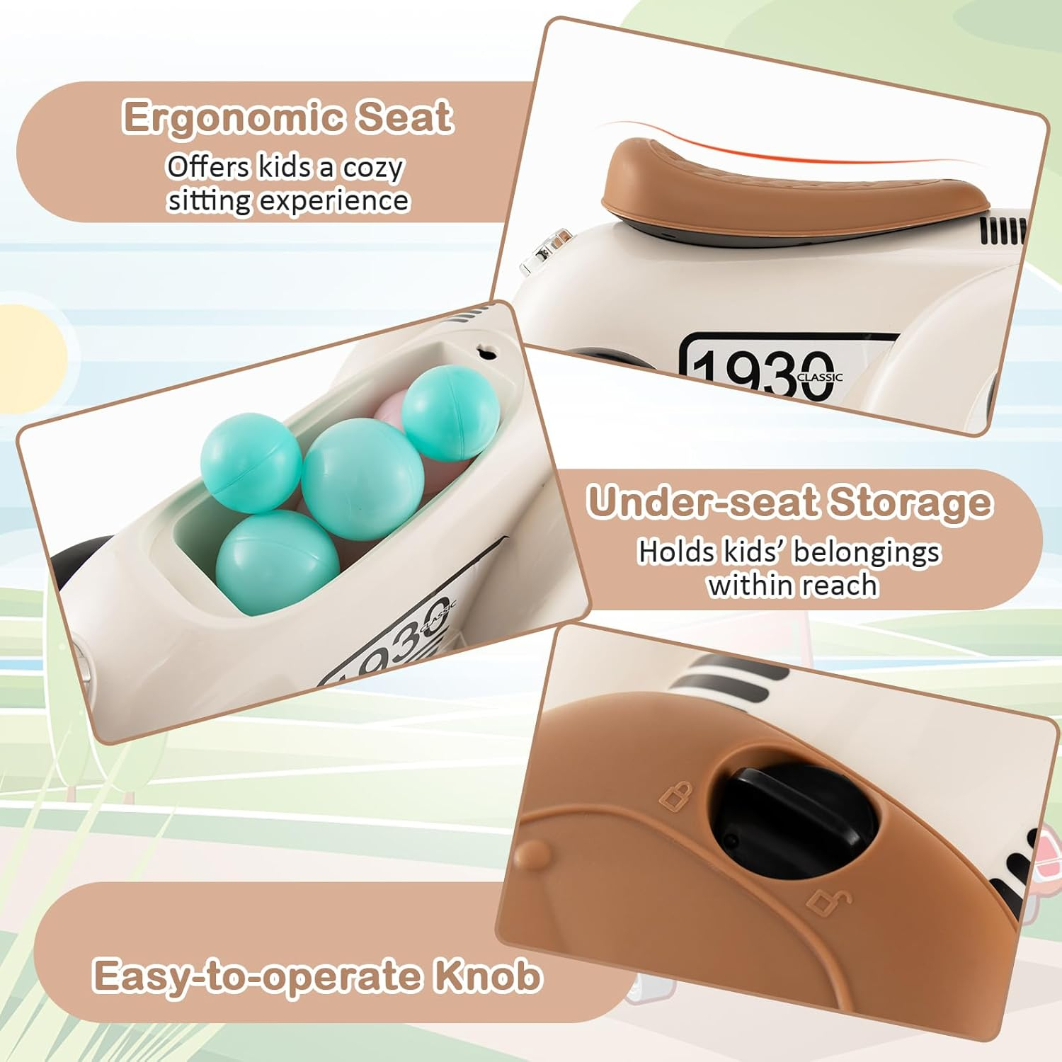 Costzon Ride On Push Car for Toddlers, Classic Kids Ride On Car Foot-to-Floor Sliding Car with Steering Wheel, Horn & Under Seat Storage, Ride On Toy for Boys Girls 18-36 Months (White)