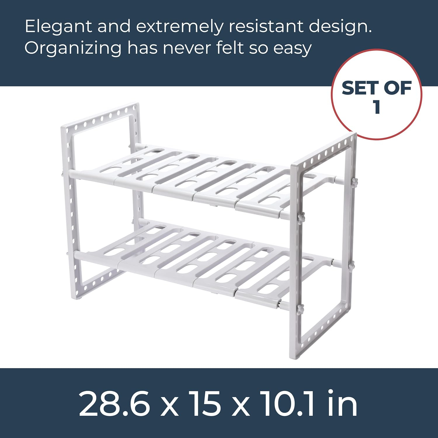 White Adjustable Under Sink Sliding Organizer Rack