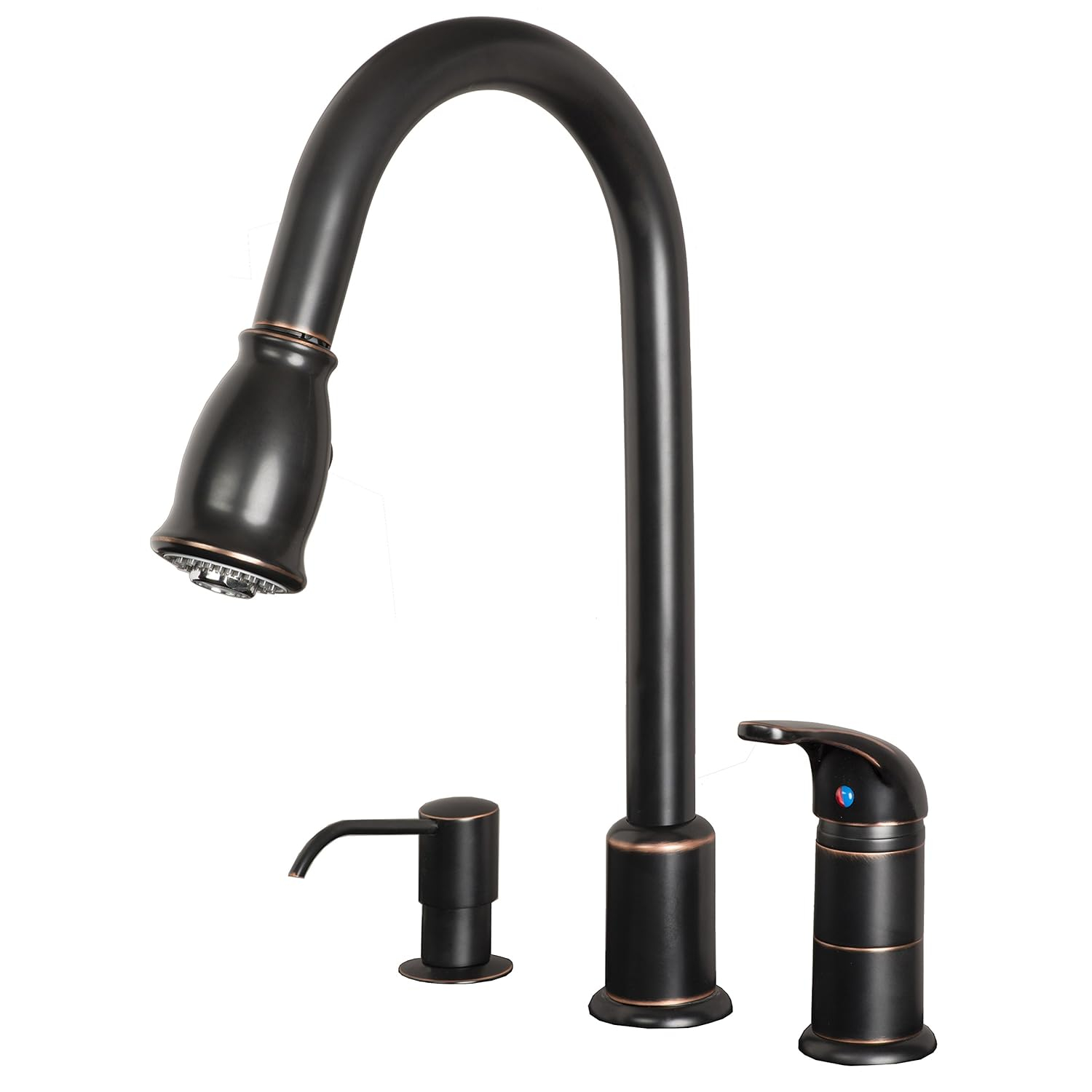 Builders Shoppe  Classic Single Handle 16" Pull-Down Kitchen Faucet with Soap Dispenser Oil Rubbed Bronze Rubbed