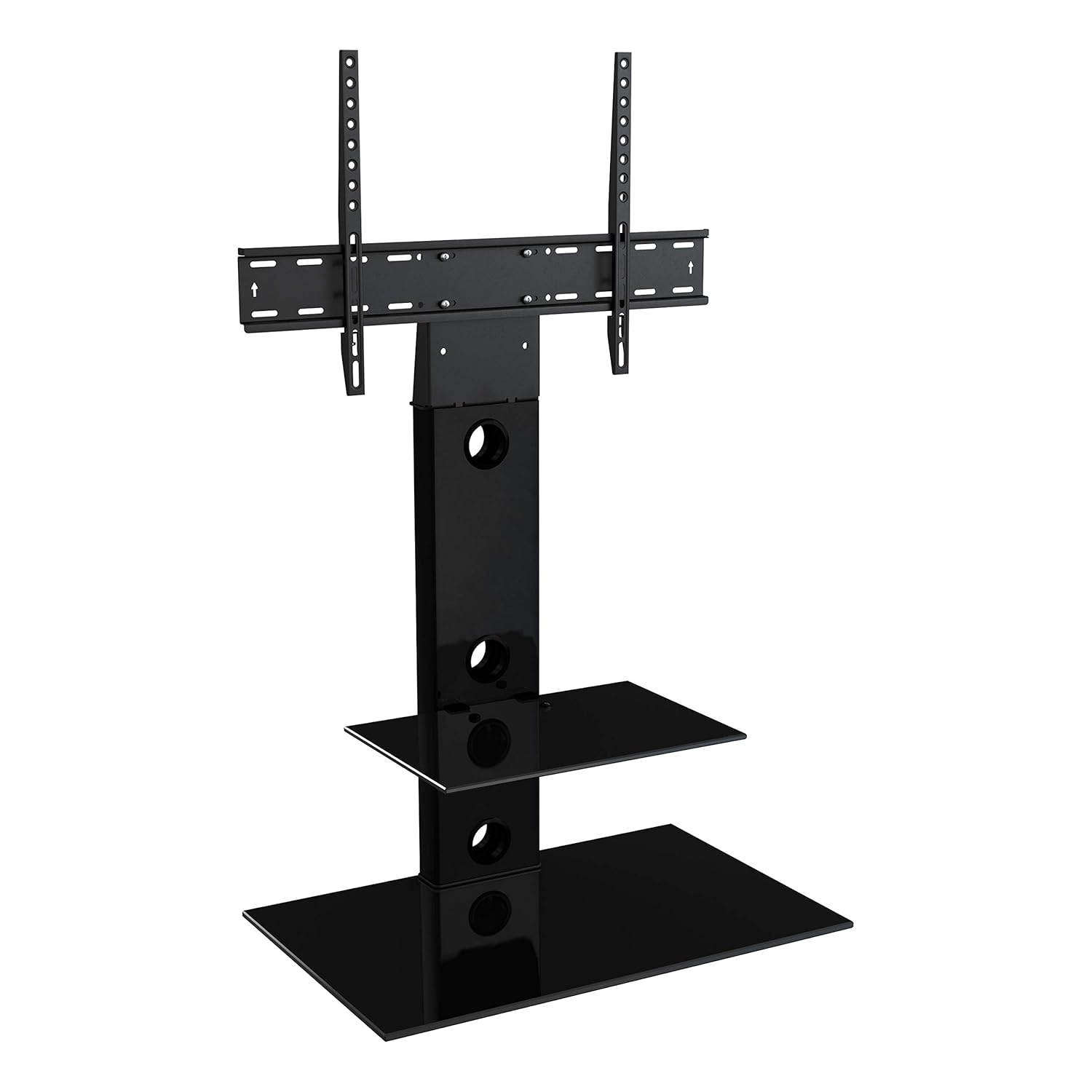 Lesina Gloss Black Tempered Glass Corner TV Stand with Cabinet