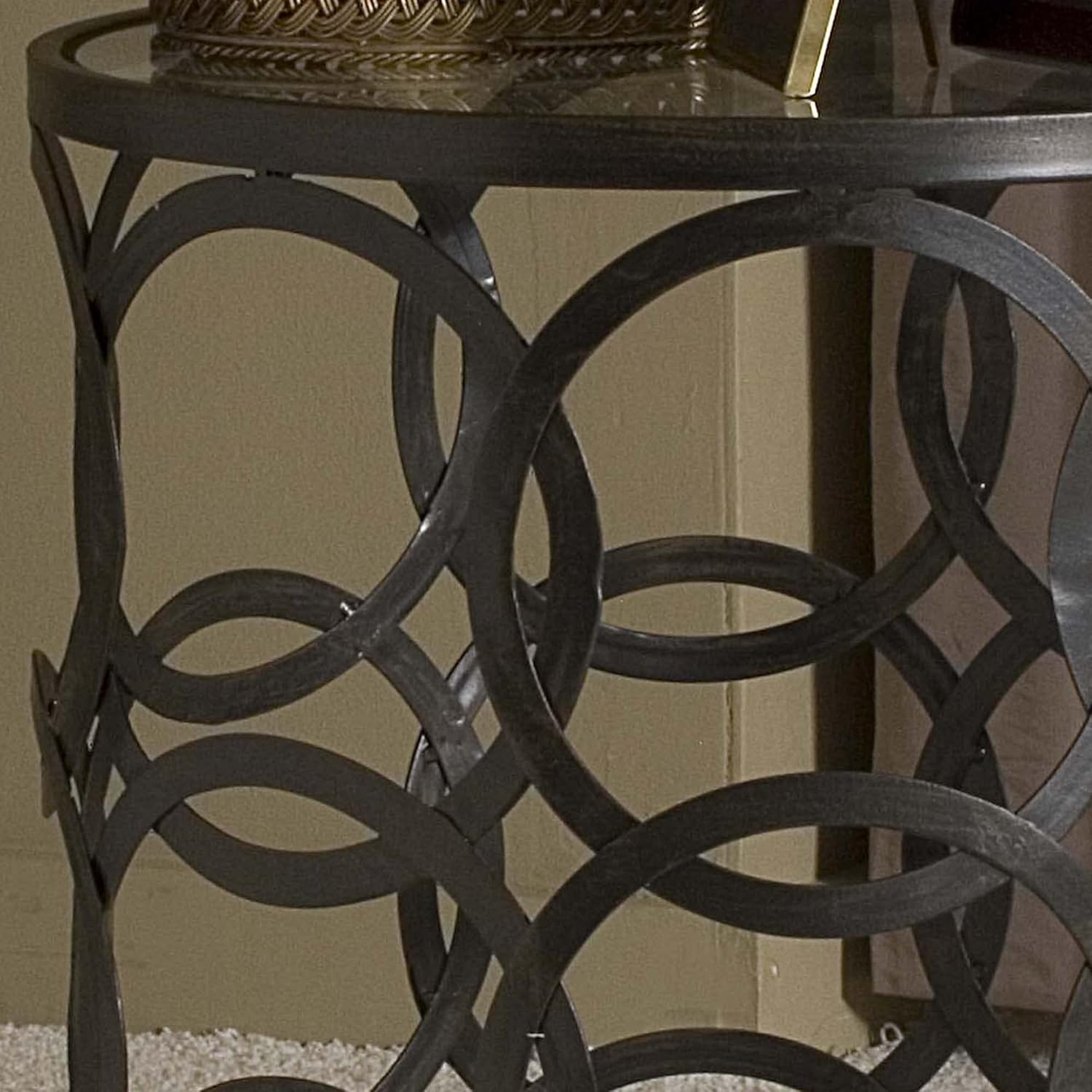 FirsTime & Co. Interlocking Circles Side Accent Table, 22"H x 16.75"W x 16.75"D, Oil Rubbed Bronze