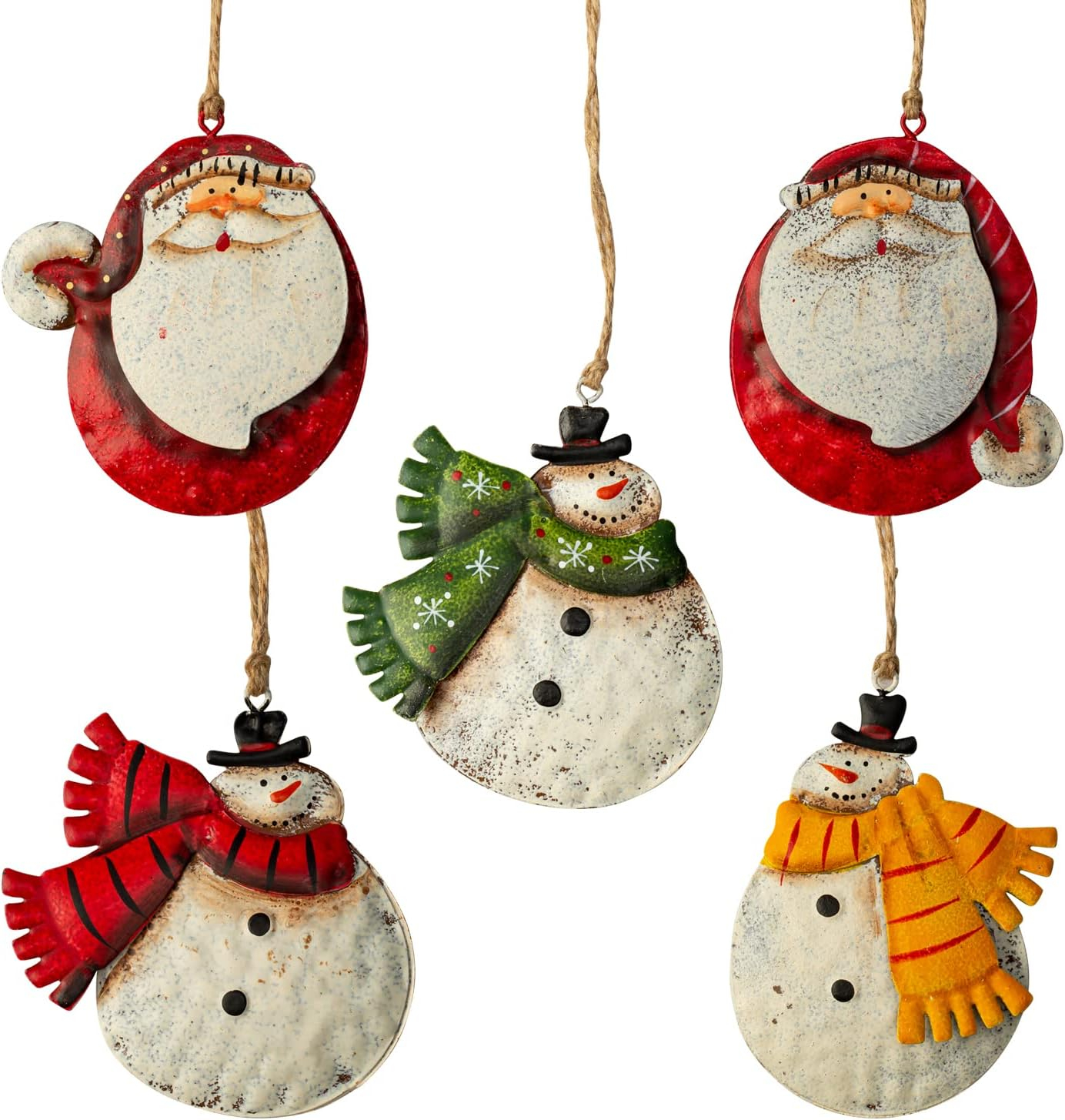 Resin Christmas Tree Ornaments 6-Pack Xmas Hanging Ornaments Santa Snowman Christmas Stocking Sleigh Ornaments for Christmas Tree Holiday Decorations, Outdoor Holiday Home Decorations