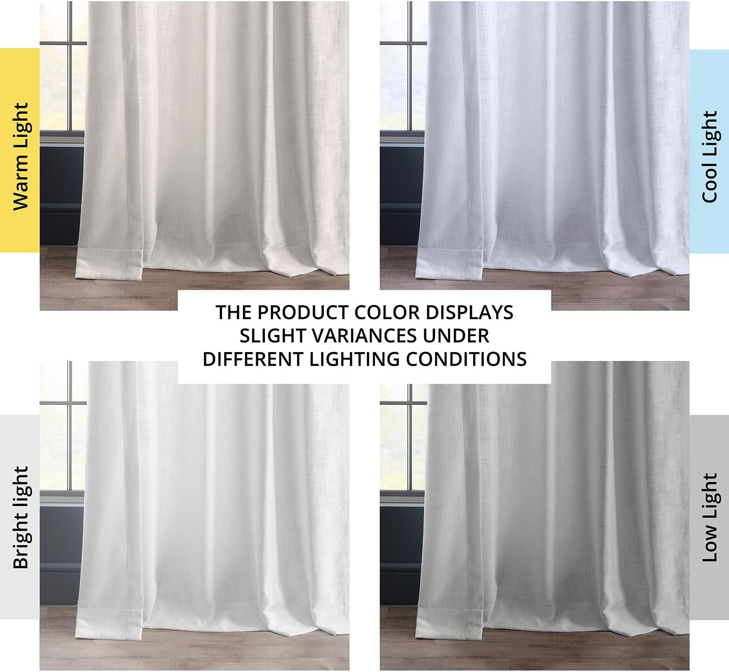 Rice White Heavy Faux Linen Curtain (1 Panel), Rice White, 50W X 108L