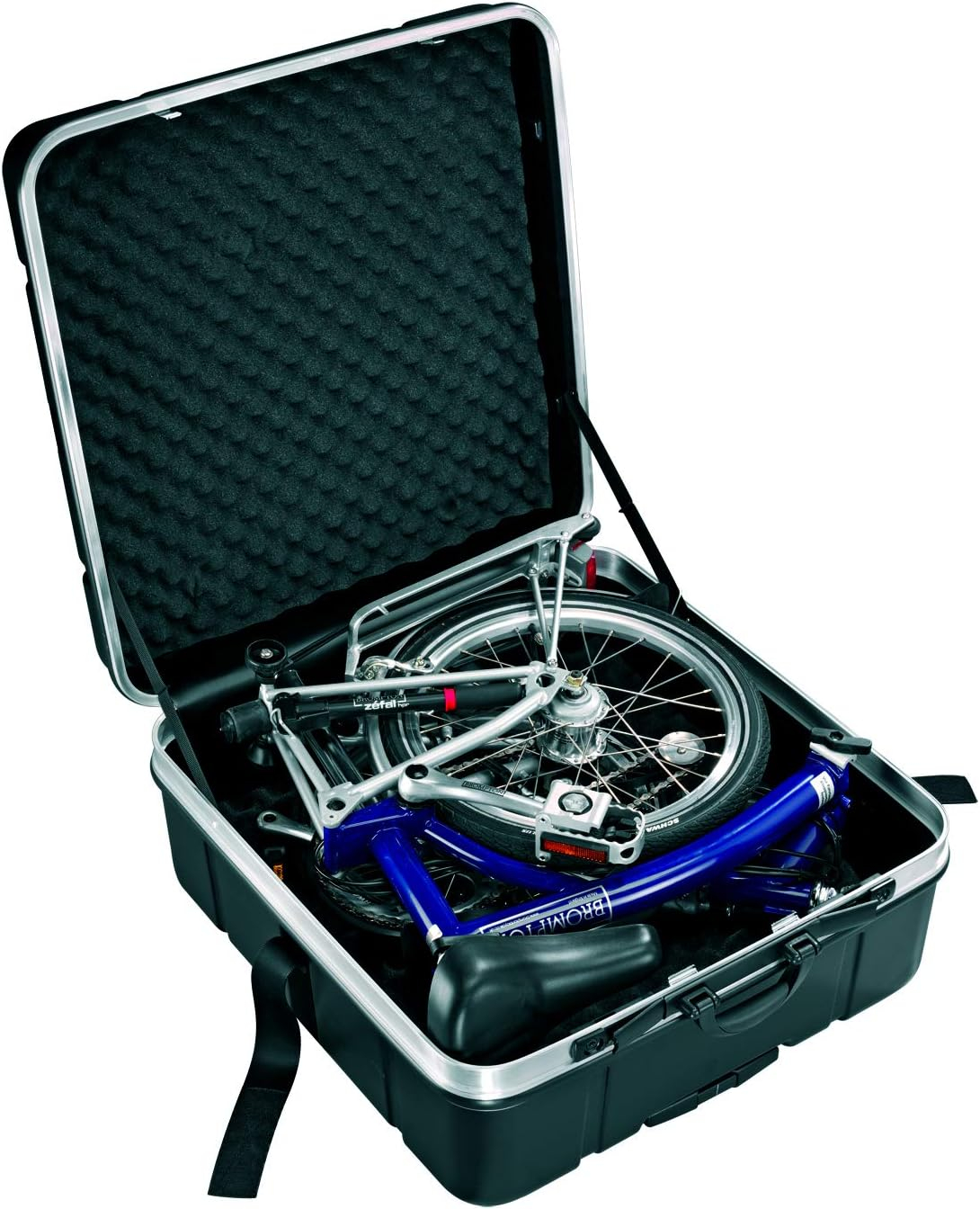 B&W International Foldon Hard Shell, Travel Bicycle Case for Folding Bikes, Black