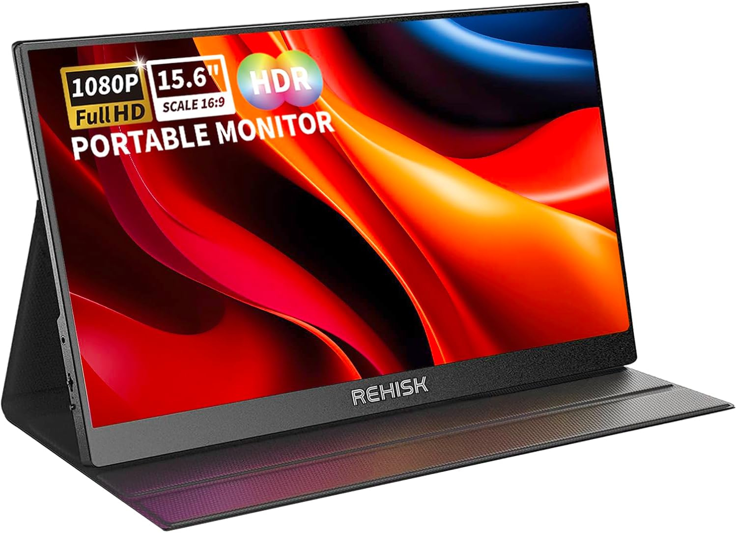 Portable Monitor 15.6" 1080P FHD USB-C HDMI Computer Display with Smart Cover and Dual Speakers, Travel Monitor for Laptop Mac PC Phone PS4/5 Xbox Switch