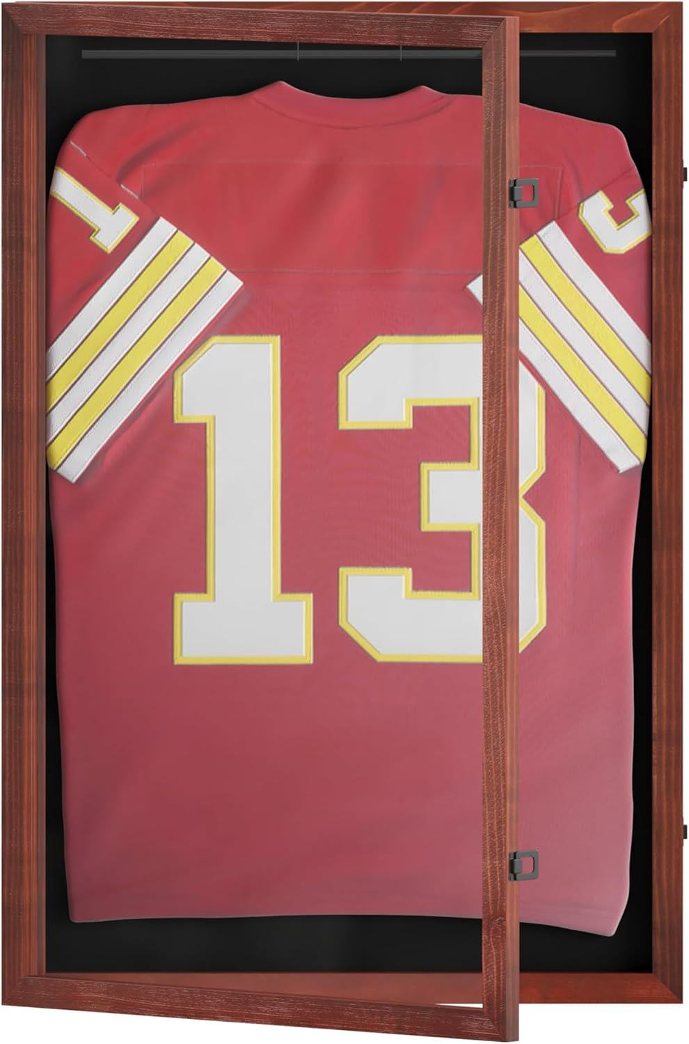 HBCY Creations 24x36 Mahogany Jersey Display Case - Solid Wood with UV Treated Acrylic Window - Anti-Theft Lock with 2 Keys - For All Types of Jerseys