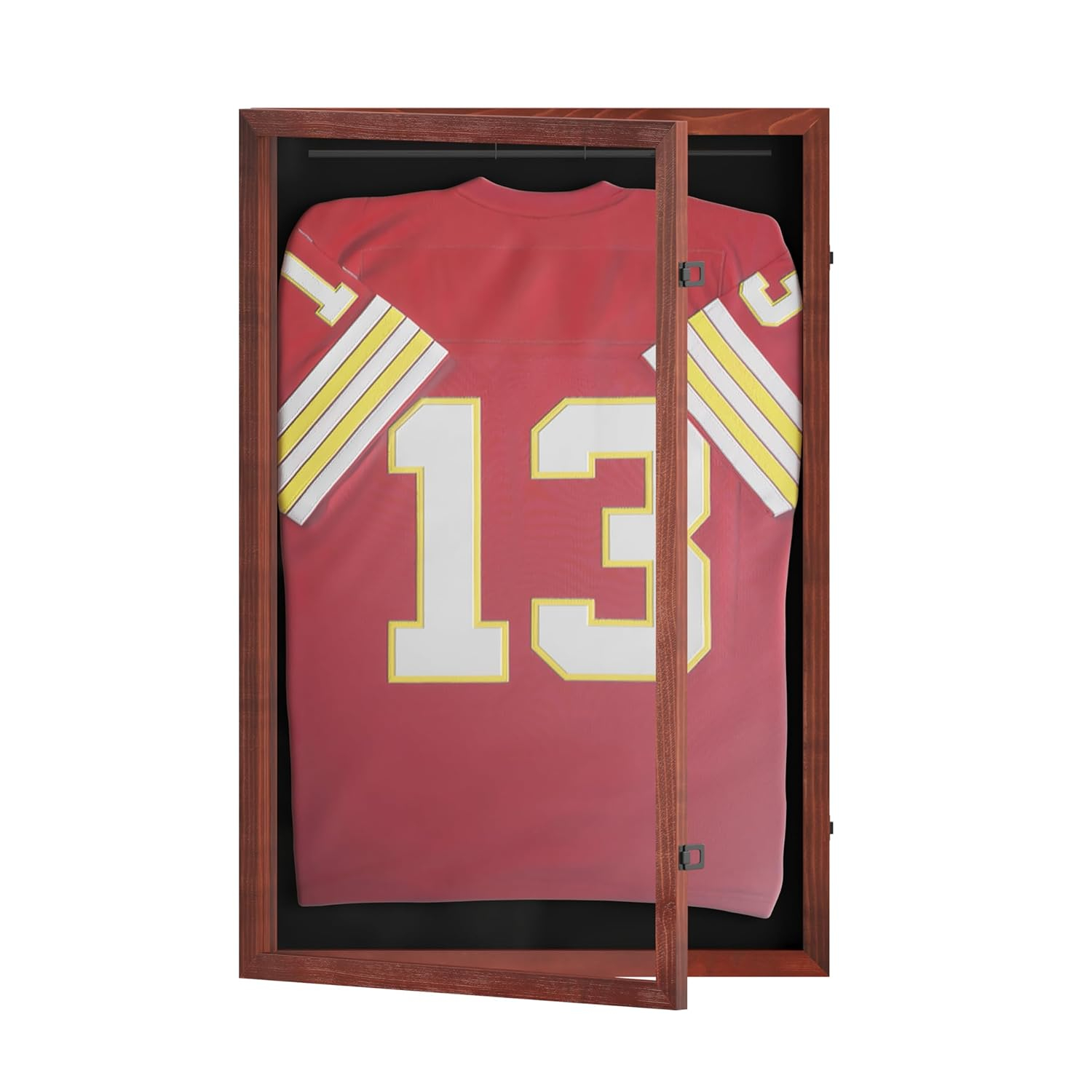 HBCY Creations 24x36 Mahogany Jersey Display Case - Solid Wood with UV Treated Acrylic Window - Anti-Theft Lock with 2 Keys - For All Types of Jerseys