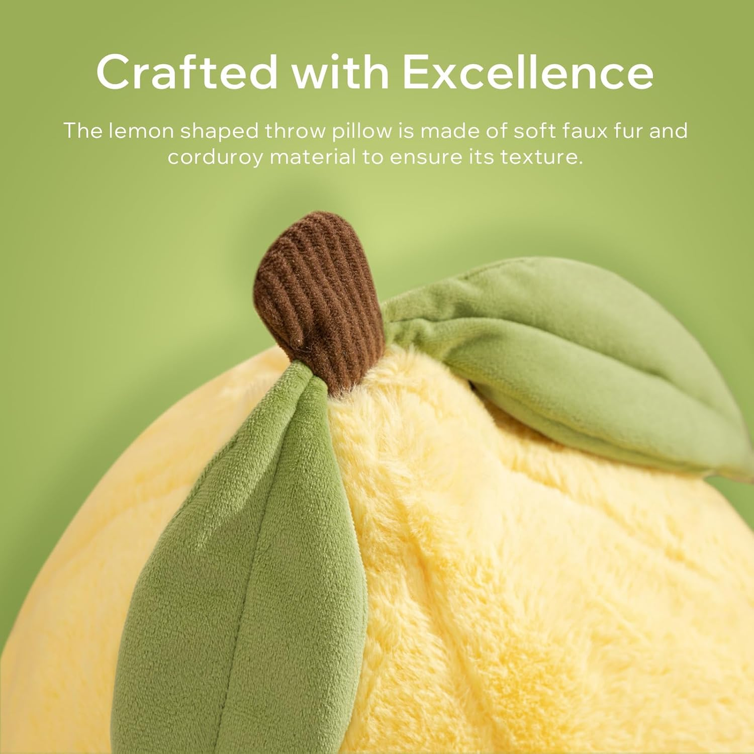 Phantoscope Fruit Shaped Pillows Series Lemon Shaped Throw Pillow, Fun Home Decor of Fruit Themed Shaped Cushions, Decorative Shaped Pillow for Couch Bed and Chair, Yellow, 10 x11.5 inches