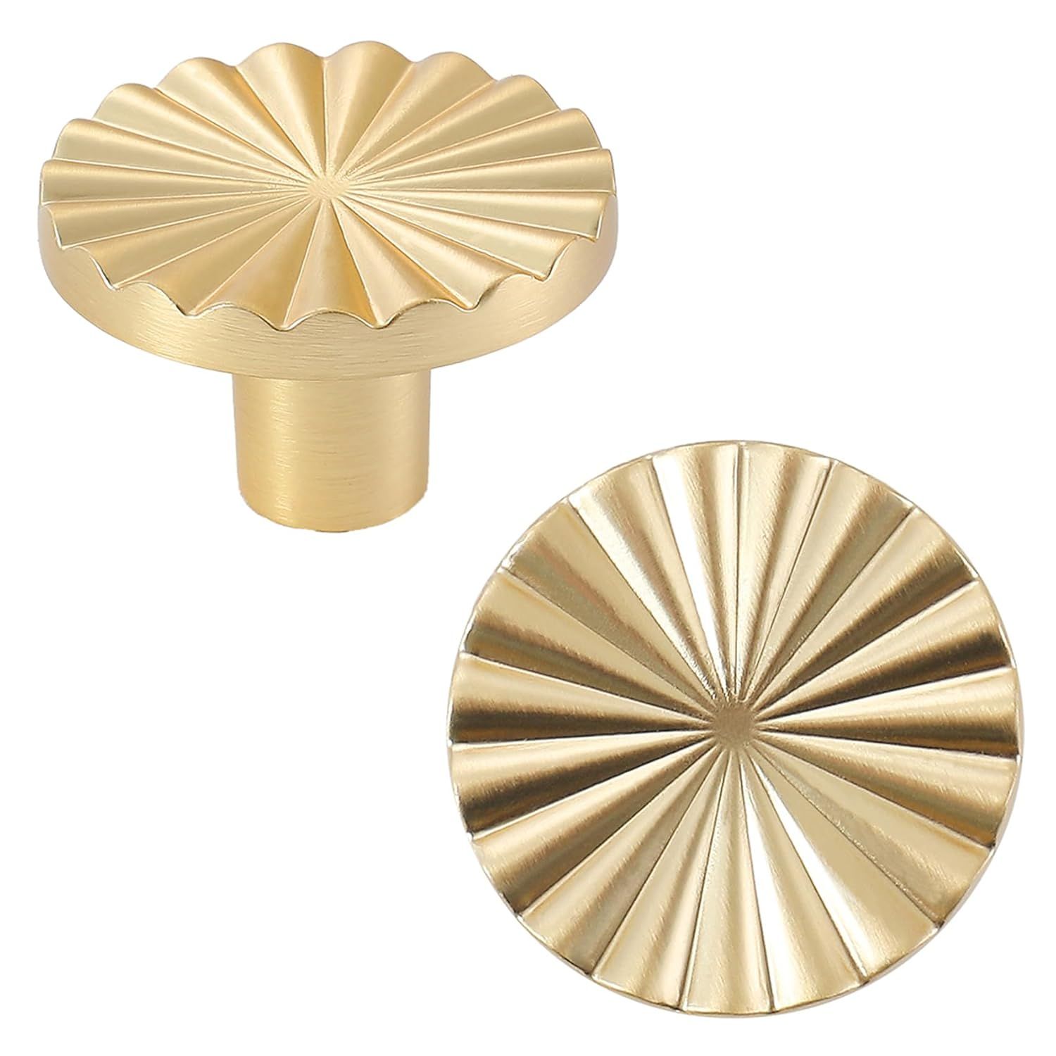 2 Pack Gold Cabinet knobs Kitchen Cabinet Pulls with Vintage Cupboard Drawers Hardware Dresser Drawer Handles Kitchen Cabinet Handles (Single Hole, 2 Pack, Brushed Gold)