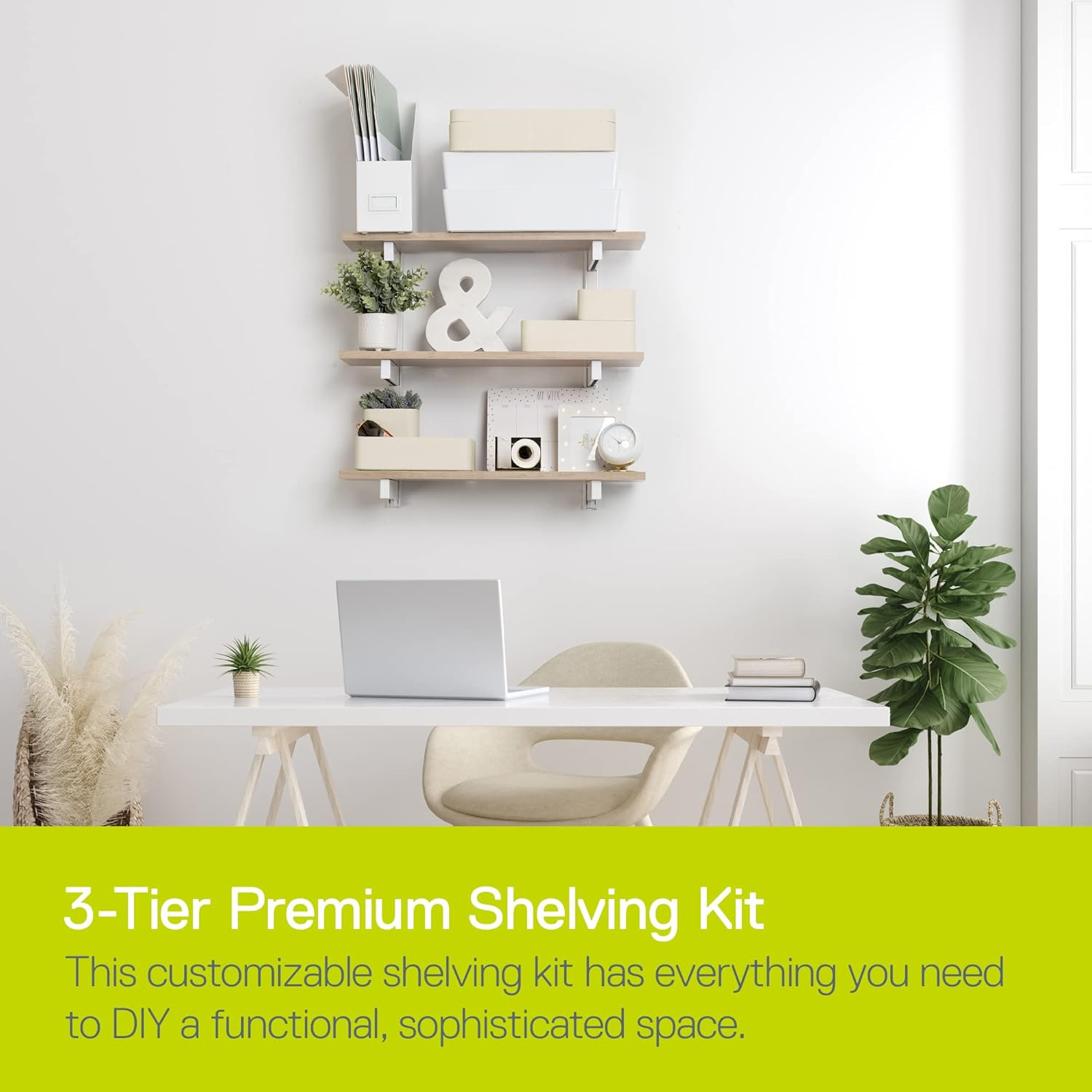 3-Tier Floating Shelves Set, Light Oak - 0.5” x 24” - Premium Wall Shelves for Bedroom, Bathroom, Office, or Kitchen - Clean, Minimalistic Design, Durable Shelf with Bracket for Easy Installation