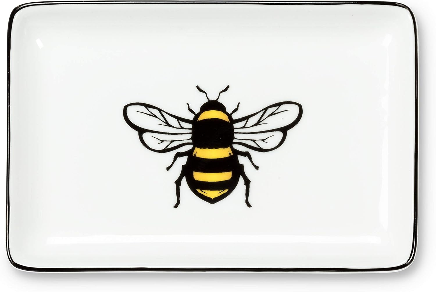 Abbott Collection  4 x 6 in. Stoneware Bee Tray, White & Black