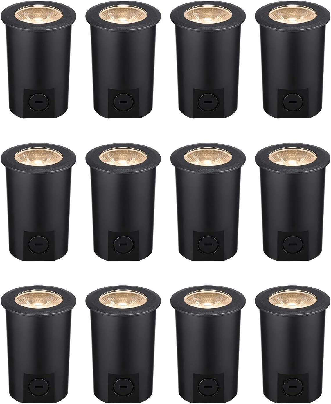 LEONLITE 12-Pack 3W Well Lights Landscape LED In Ground, 320LM 12-24V AC/DC Low Voltage, CRI90 IP67 ETL Listed Inground Well Lights Outdoor, Black Aluminum Housing, Embedded Parts Included, 3000K