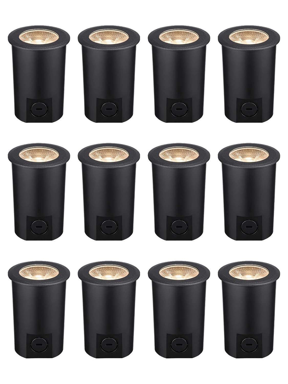 LEONLITE 12-Pack 3W Well Lights Landscape LED In Ground, 320LM 12-24V AC/DC Low Voltage, CRI90 IP67 ETL Listed Inground Well Lights Outdoor, Black Aluminum Housing, Embedded Parts Included, 3000K