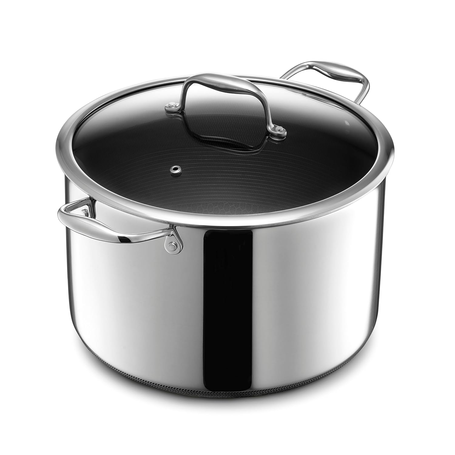 HexClad 10 Quart Hybrid Stainless Steel Stock Pot with Glass Lid, Nonstick
