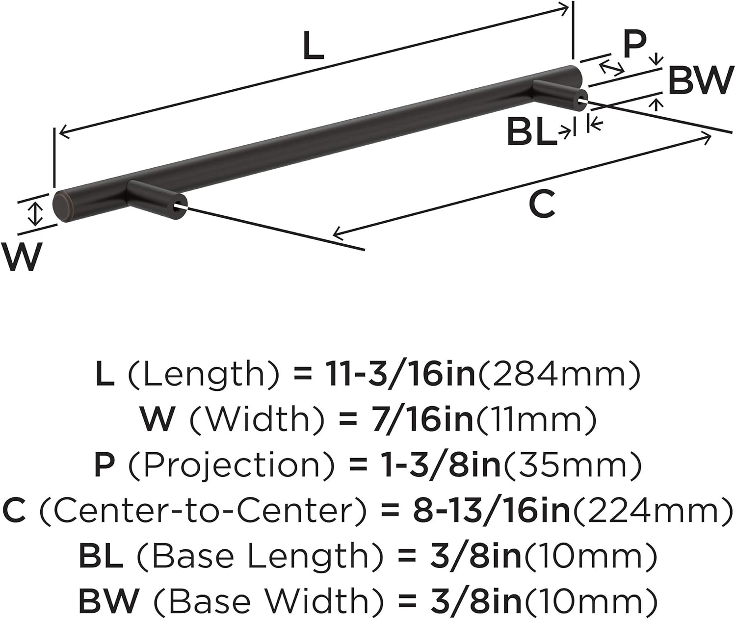 Oil-Rubbed Bronze 8-13/16 inch Center-to-Center Bar Pull