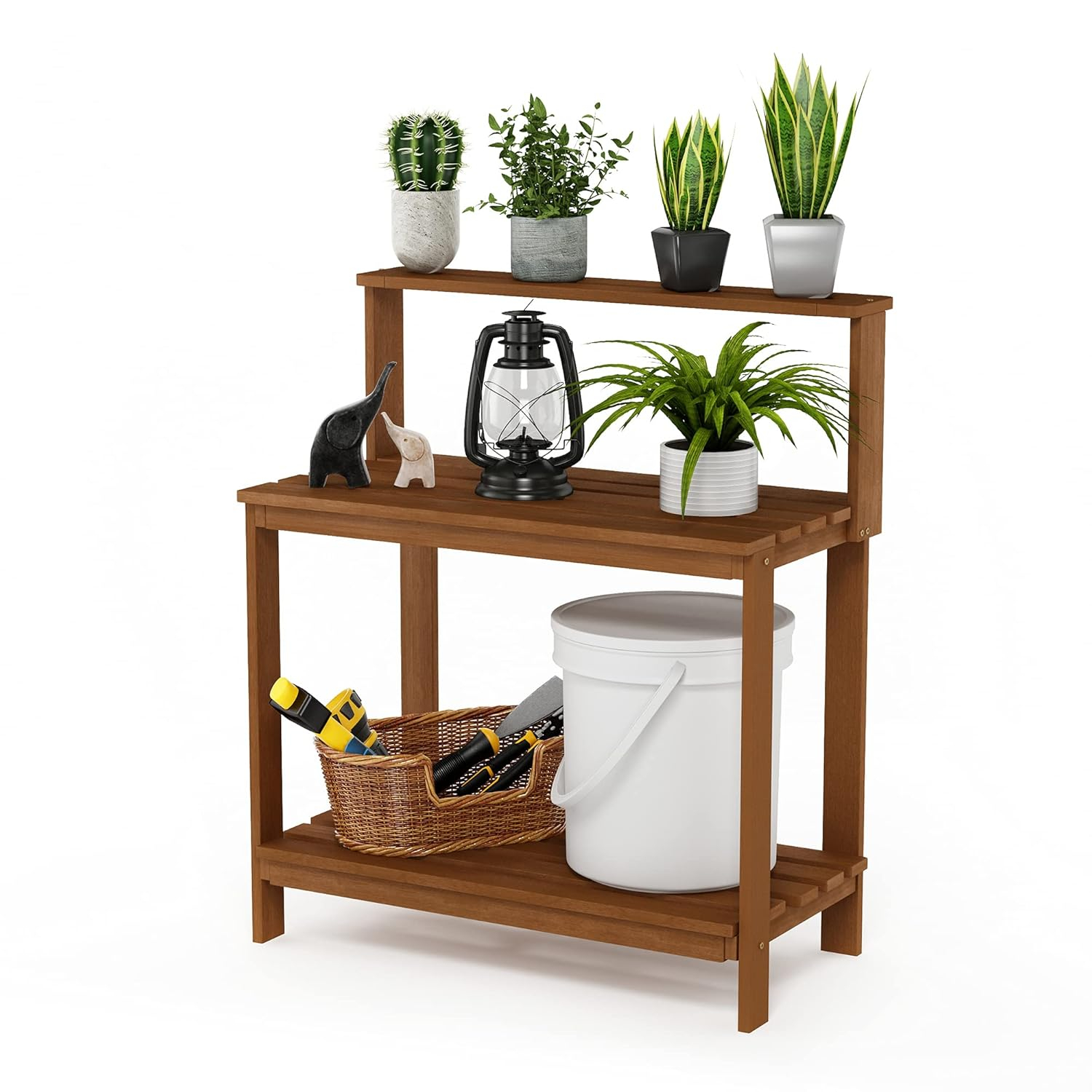 Furinno Tioman Outdoor Natural Wood Potting Bench Brown