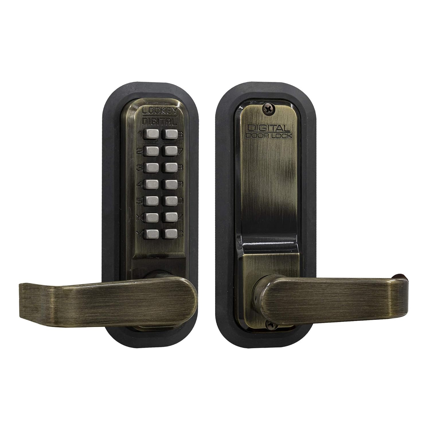 Lockey 2835 2000 Series Keyless Entry Single Combination Mechanical Lever Set - Brass