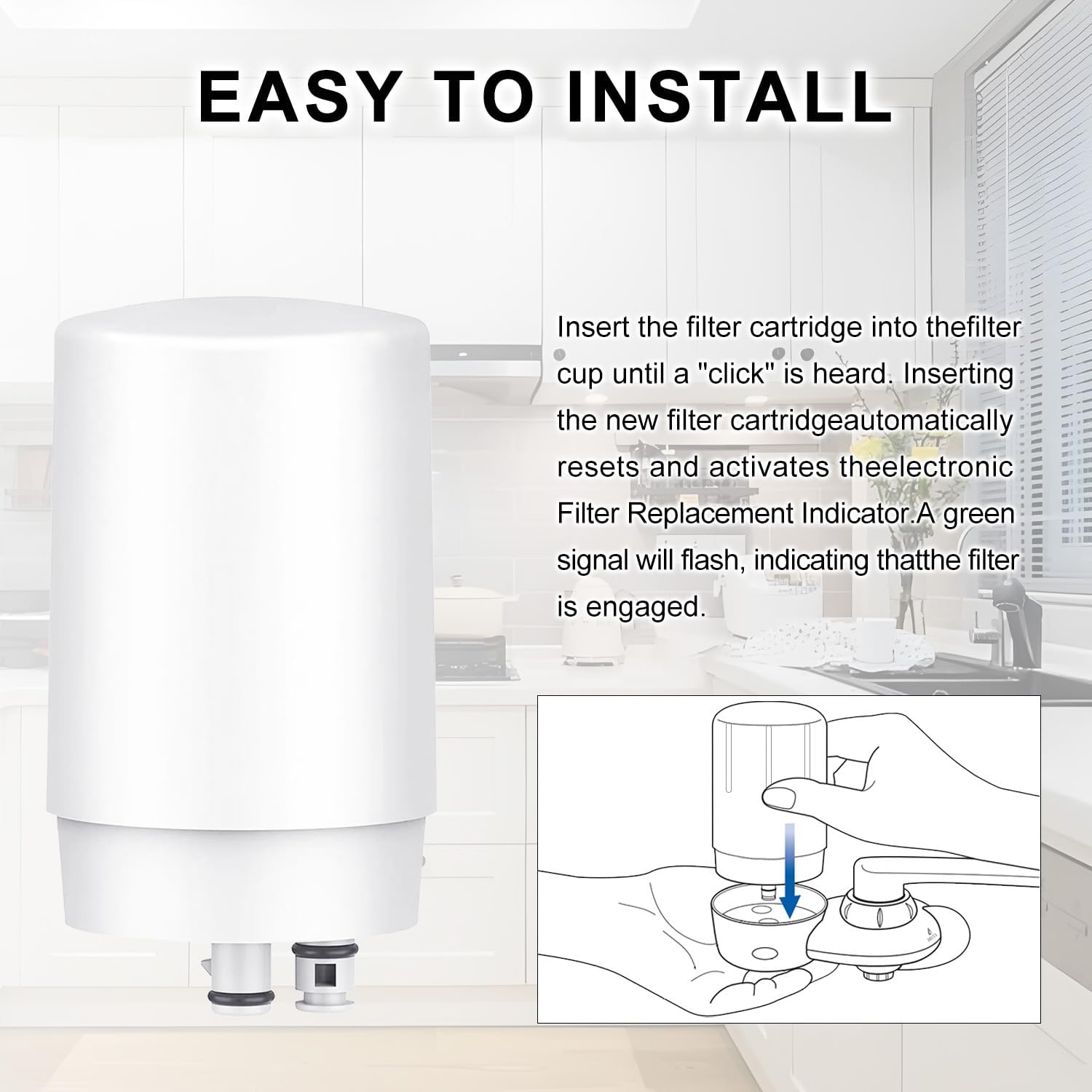 Faucet Water Filter Replacement for Brita®Faucet Filter，Brita® FR-200, FF-100 Replacement Filter-3 piece,white。 (FL-7027)