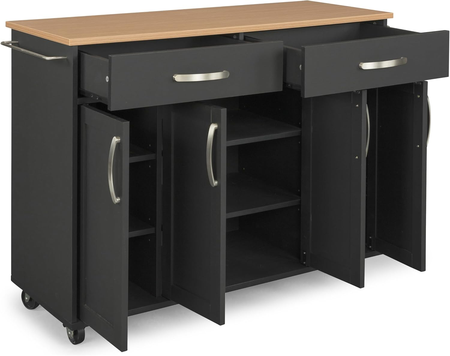 Homestyles Storage Plus Wood Kitchen Cart in Black