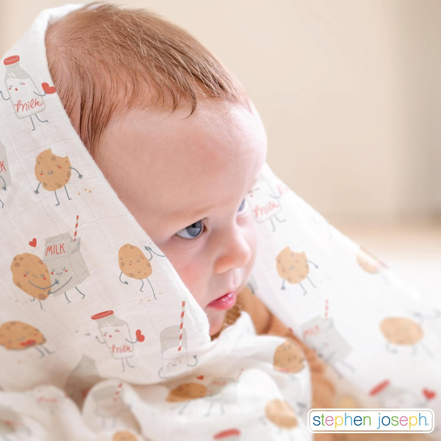 Stephen Joseph, Muslin Swaddle Blanket for Baby Girls and Boys, Newborn Receiving Blanket for Swaddling, 100% Cotton Baby Swaddle Wrap, Receiving Swaddle Wrap, 47 x 47 inches