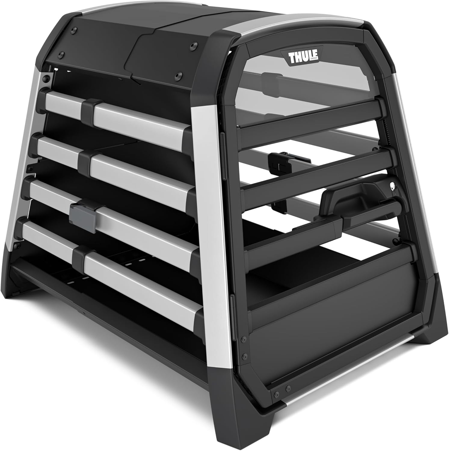 Small Black and Silver Car Dog Crate with Safety Features