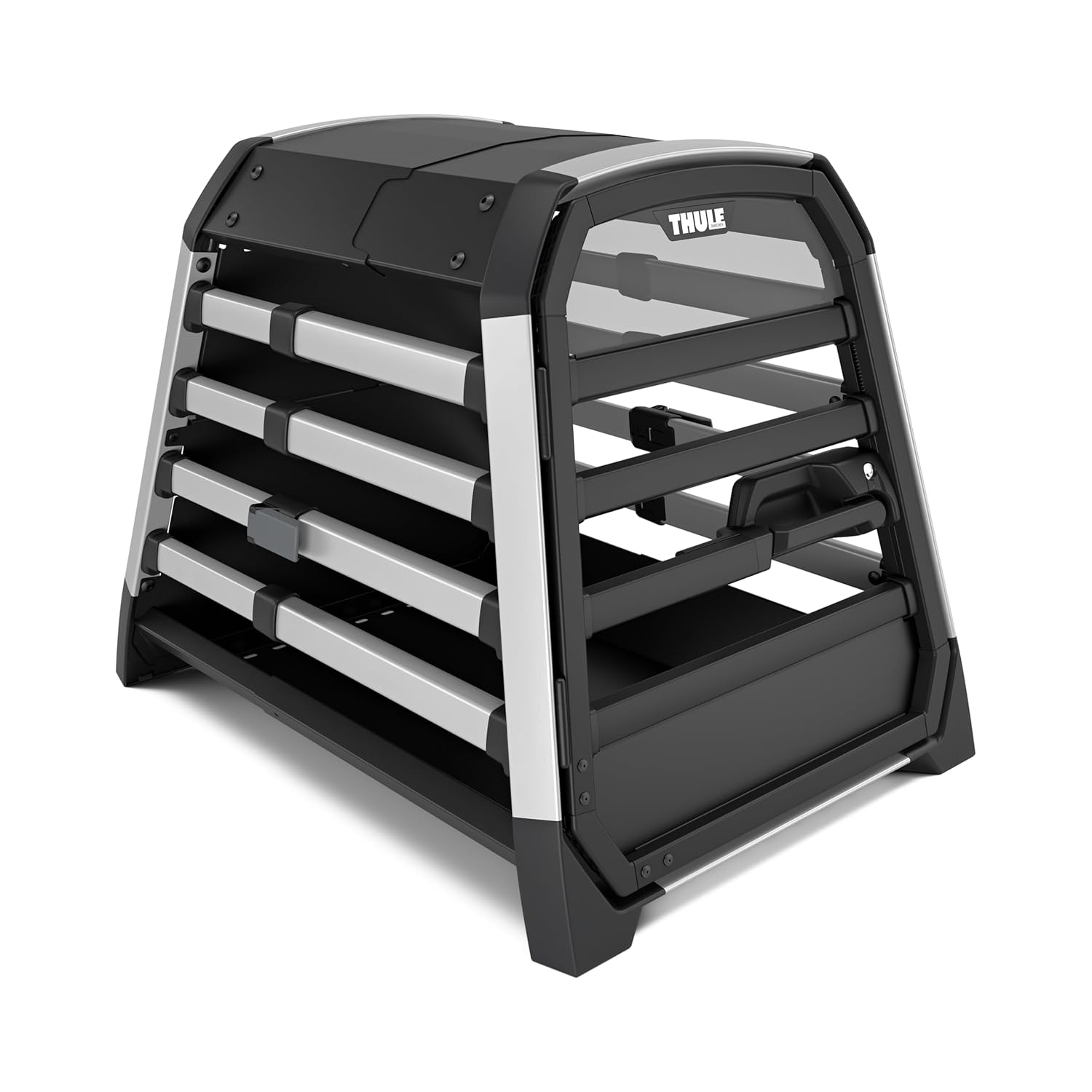 Small Black and Silver Car Dog Crate with Safety Features