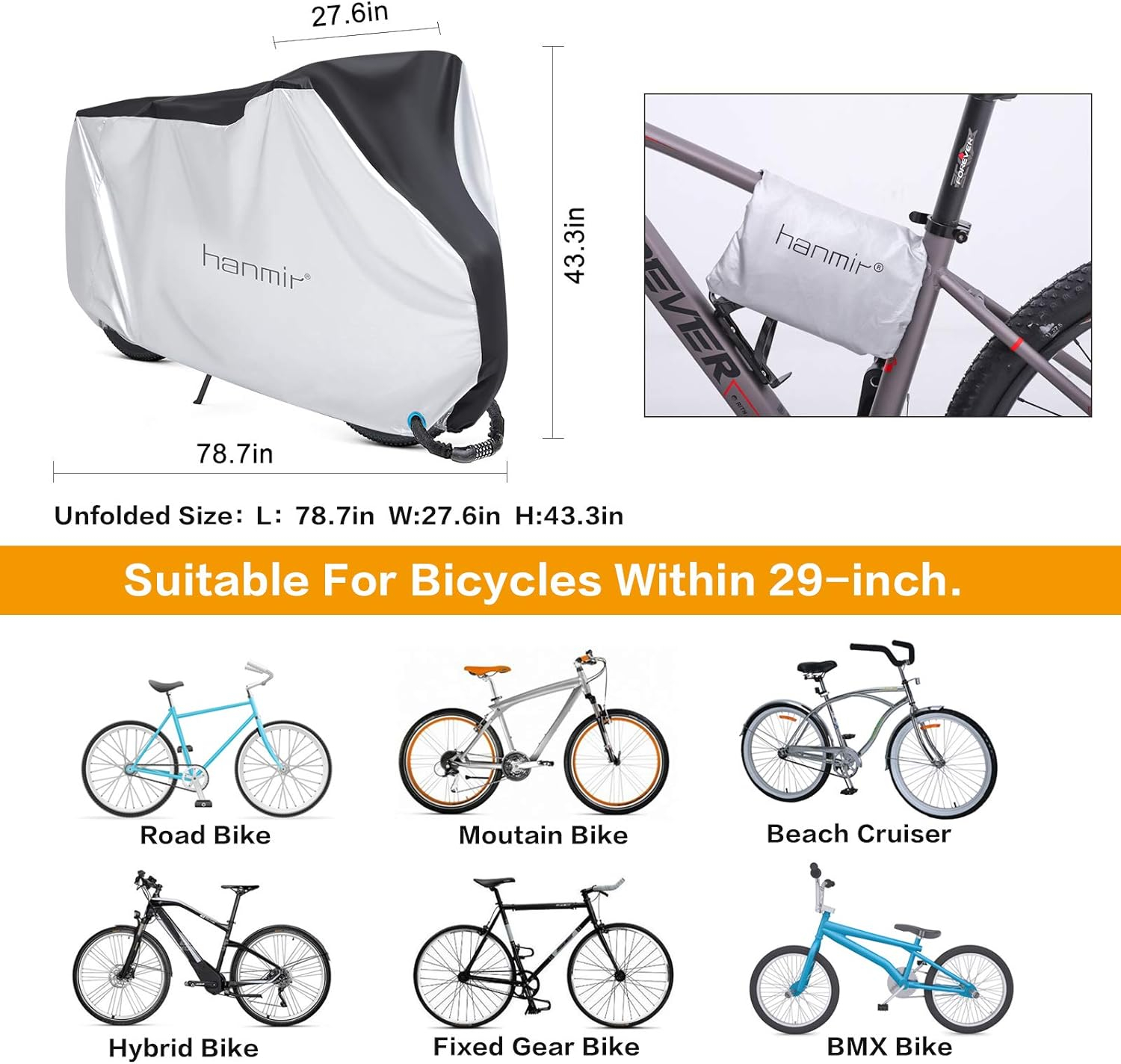 Bike Cover,Waterproof Outdoor Bicycle Cover Anti Dust Rain Snow UV, Bike Rain Cover for Mountain, Road & Heavy Duty Bikes with Lock Holes & Storage Bag