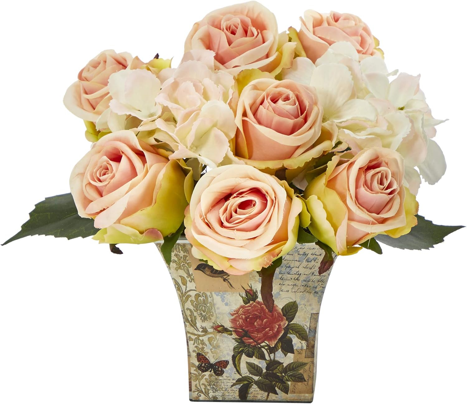 Nearly Natural 8-Inches Peach Indoor Desktop Silk Artificial flower